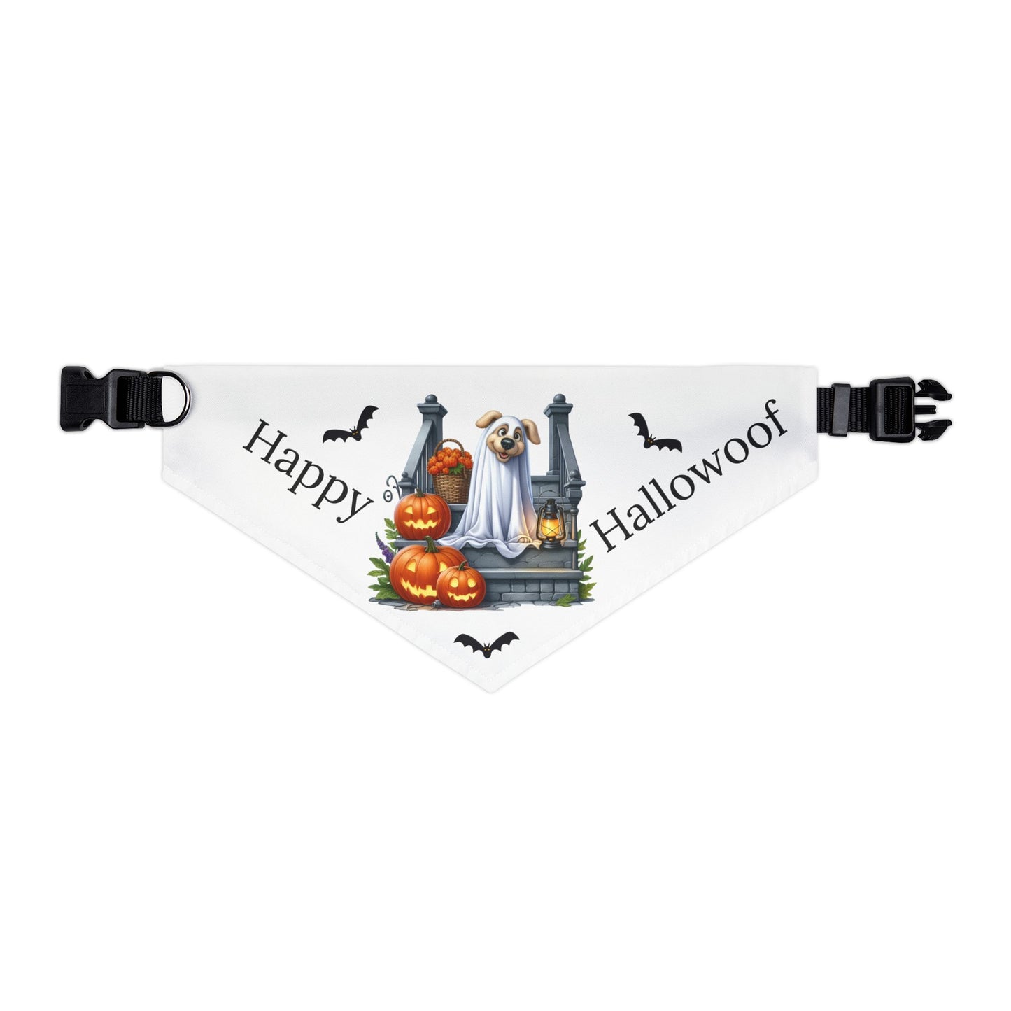 Happy "Hallowoof" - EXTRA LARGE Pet Bandana Collar WHITE 01