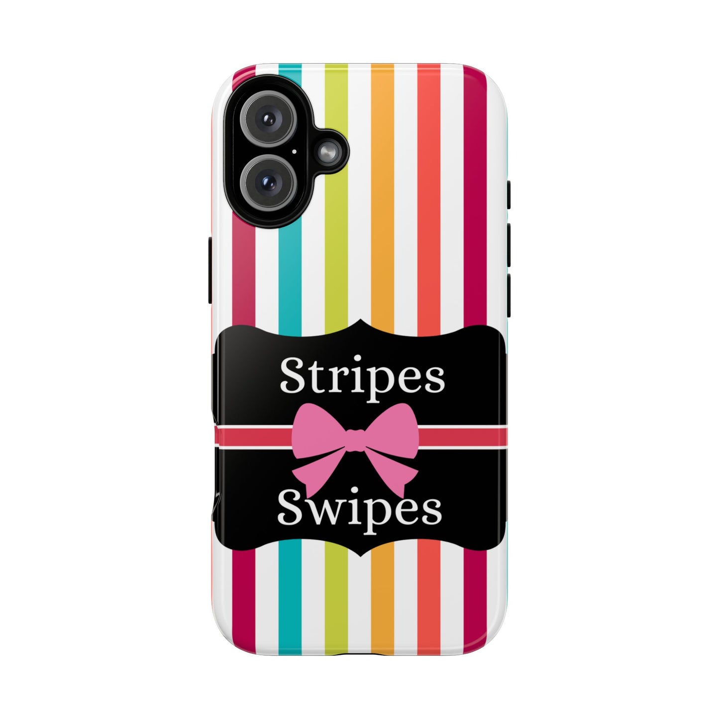 Phone Case iPhone 16/15/14 - Lollipop Stripes & Swipes Tough Case