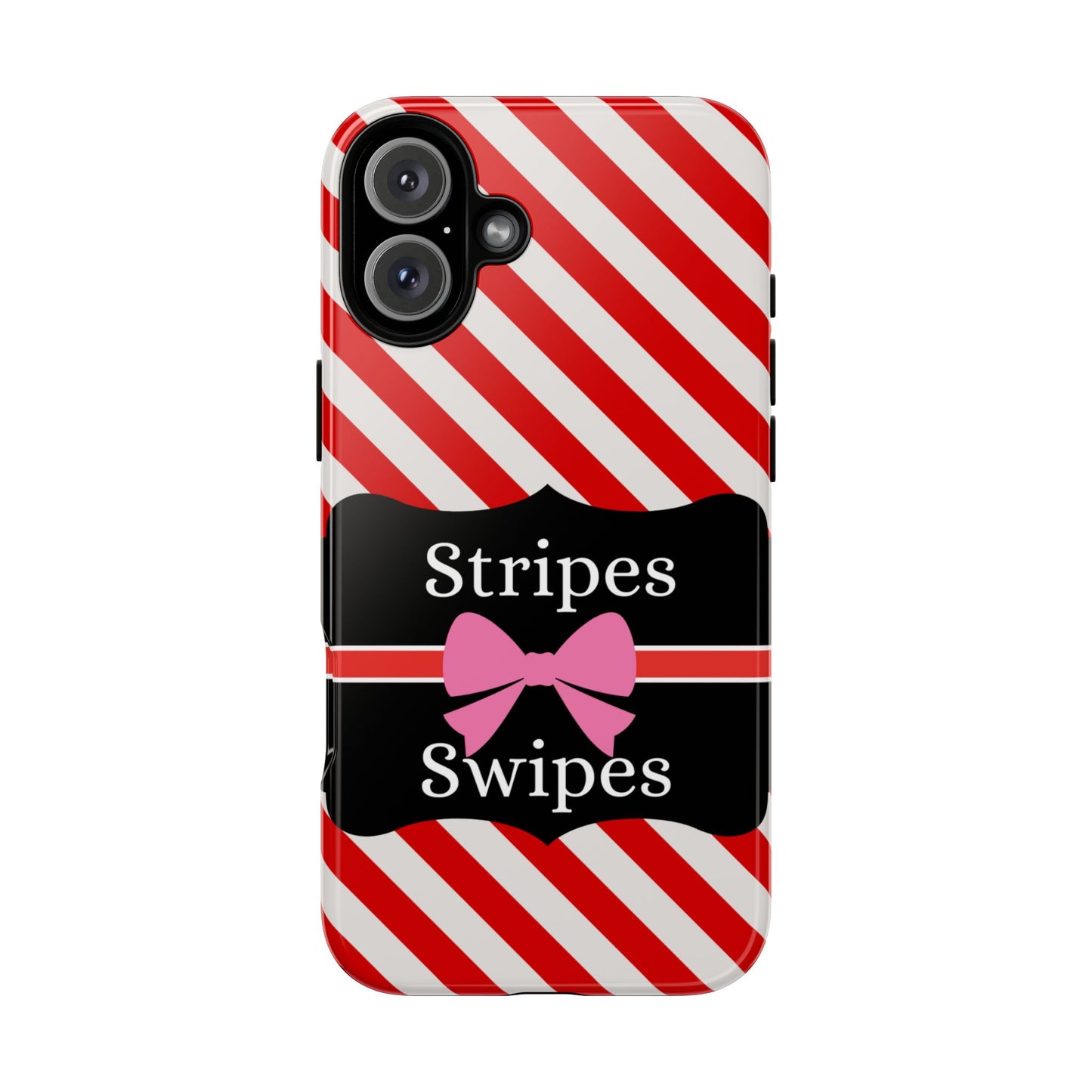 Phone Case iPhone 16/15/14 - Red/White Stripes & Swipes Tough Case