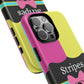 Phone Case iPhone 16/15/14 - Pink/Yellow Stripes & Swipes Tough Case