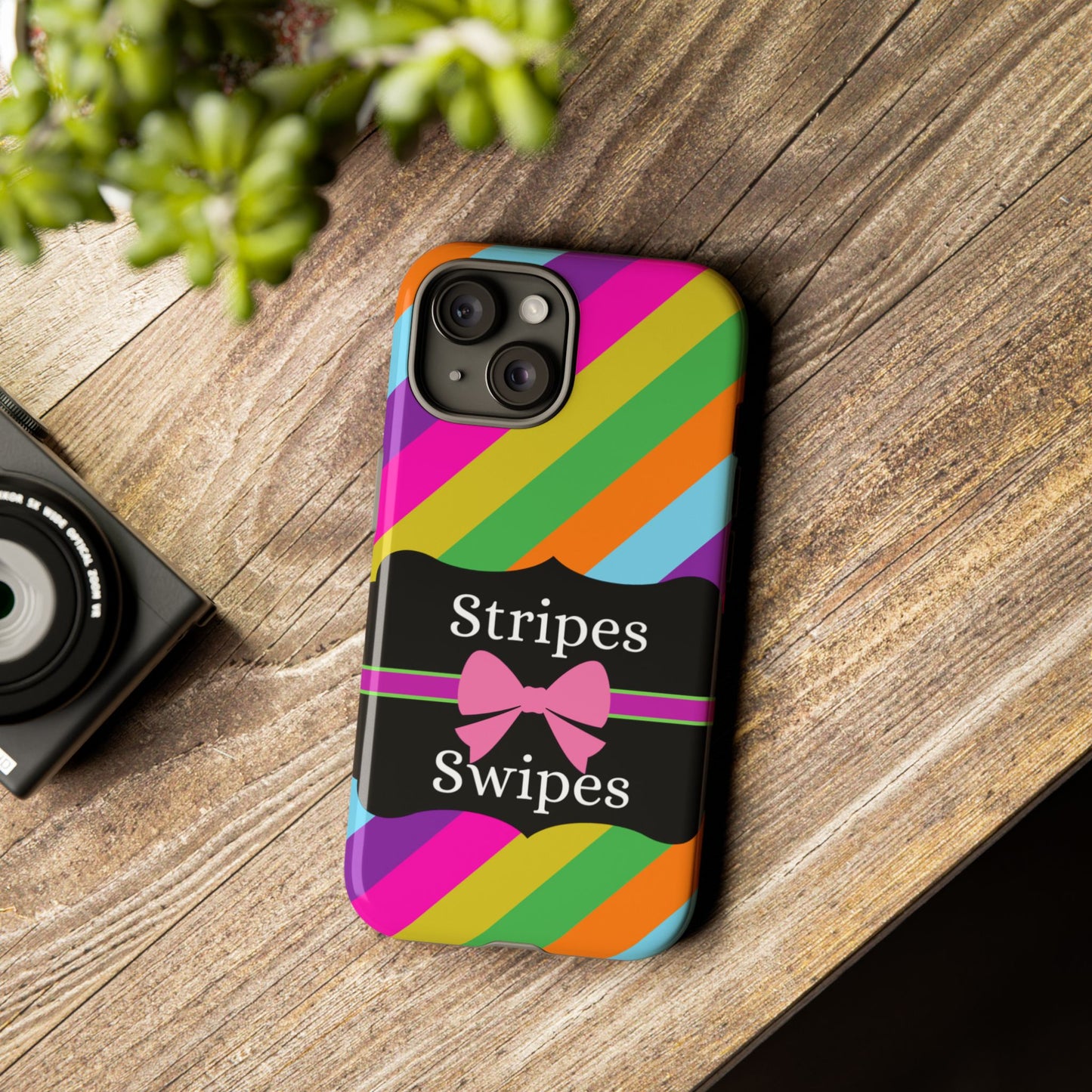 Phone Case iPhone 16/15/14 - Diagonal Vivid Stripes & Swipes Tough Case