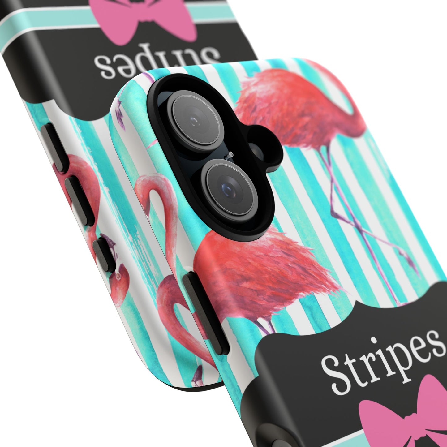 Phone Case iPhone 16/15/14 - Flamingo Stripes & Swipes Tough Case