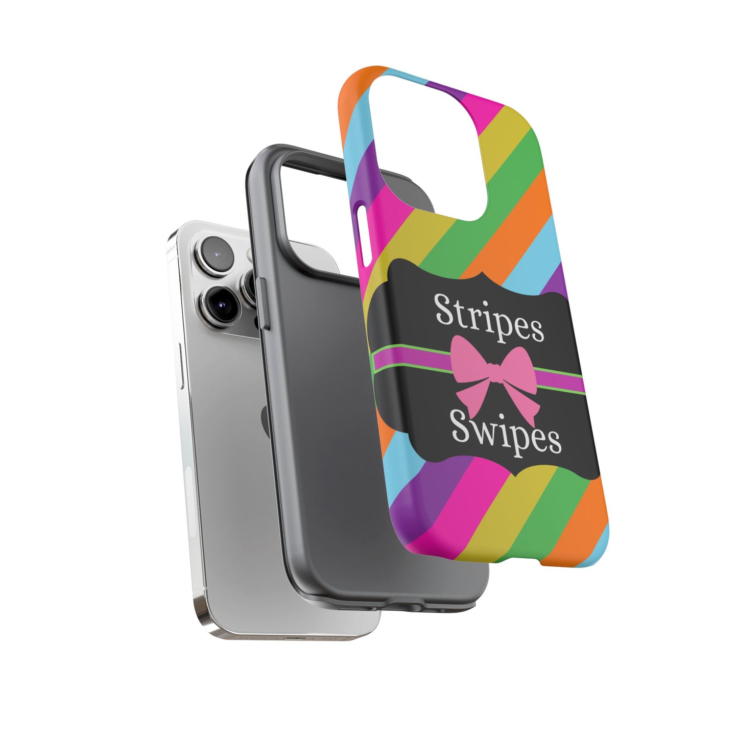 Phone Case iPhone 16/15/14 - Diagonal Vivid Stripes & Swipes Tough Case