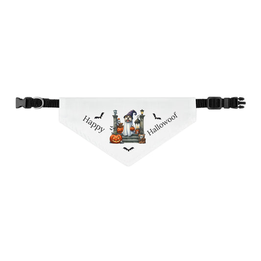 Happy "Hallowoof" - SMALL Pet Bandana Collar WHITE 04