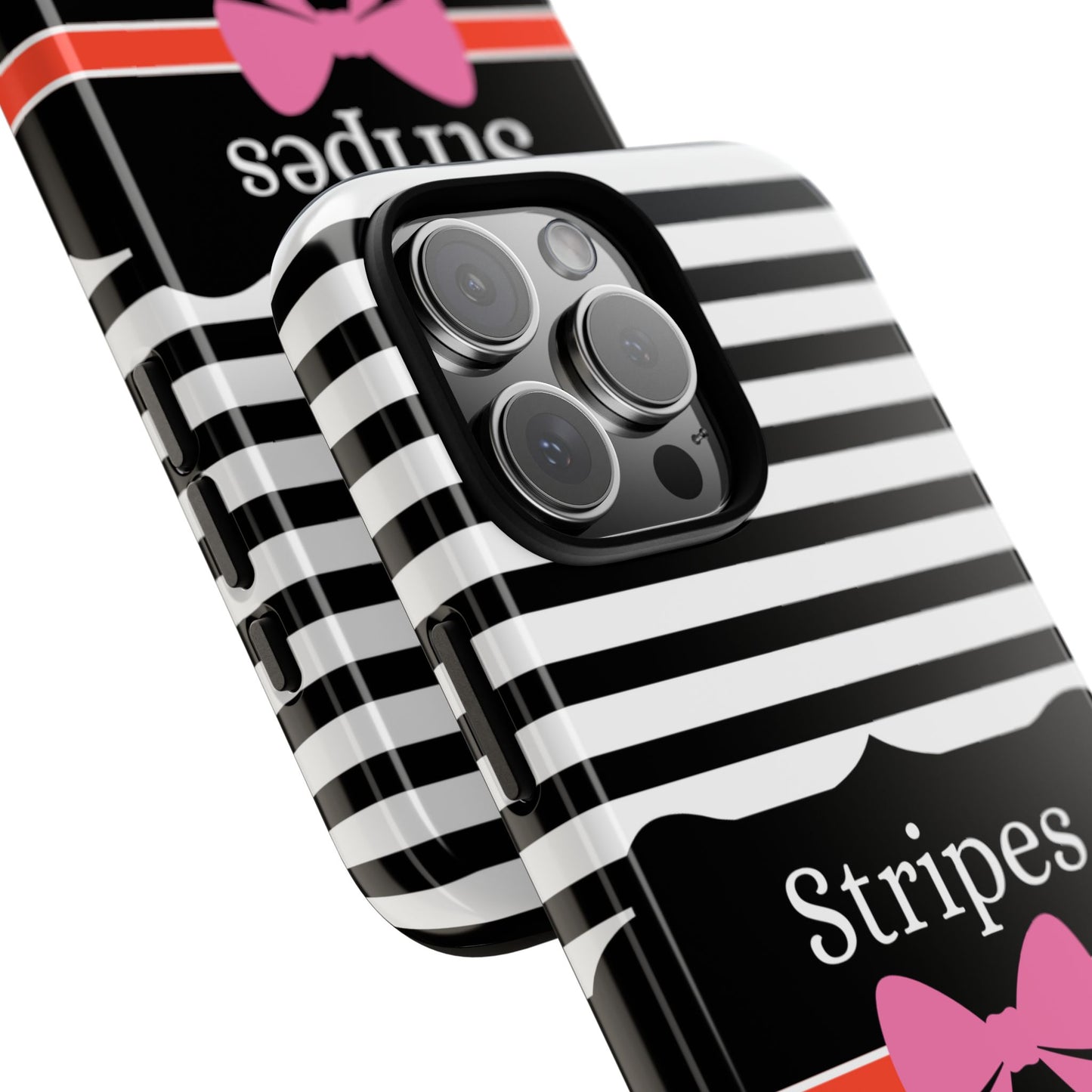 Phone Case iPhone 16/15/14 -Black/White/Red Stripes & Swipes Tough Case