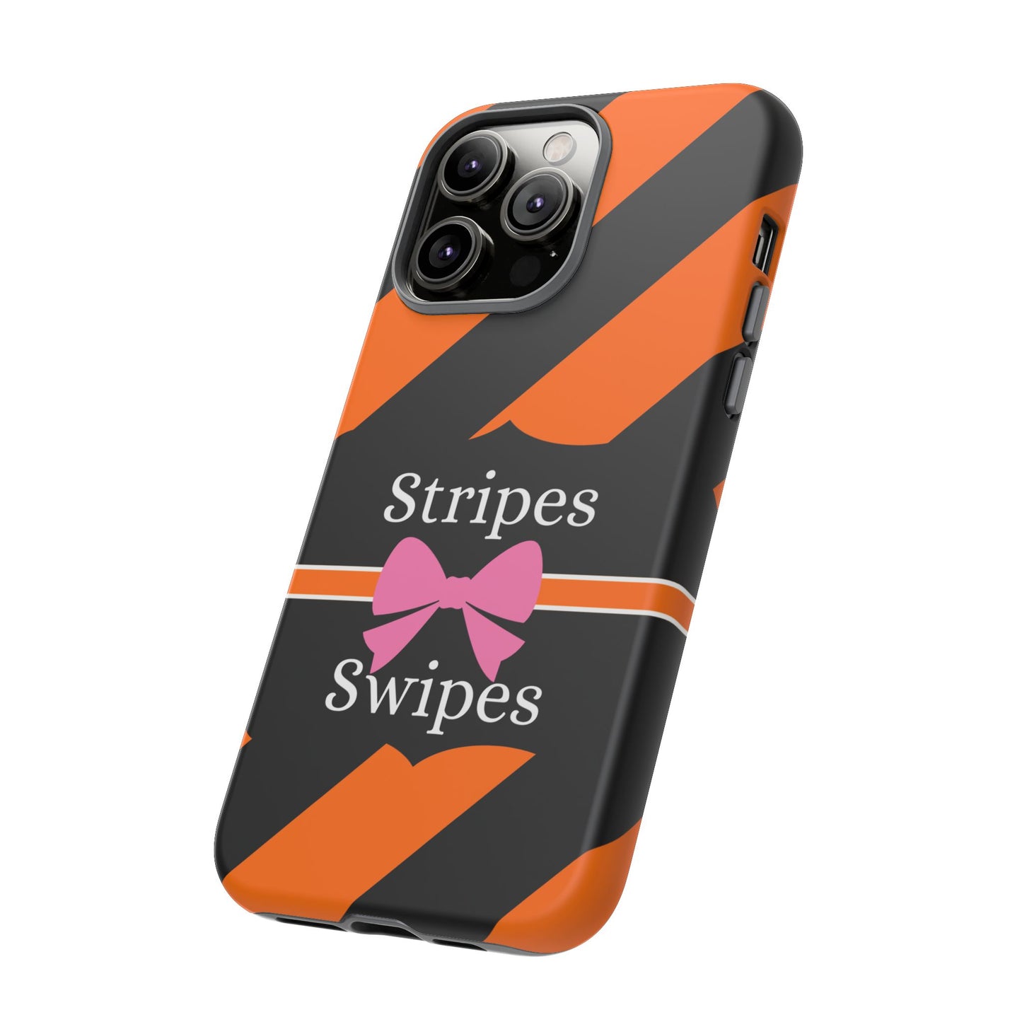 Phone Case iPhone 16/15/14 - Orange/Black Stripes & Swipes Tough Case