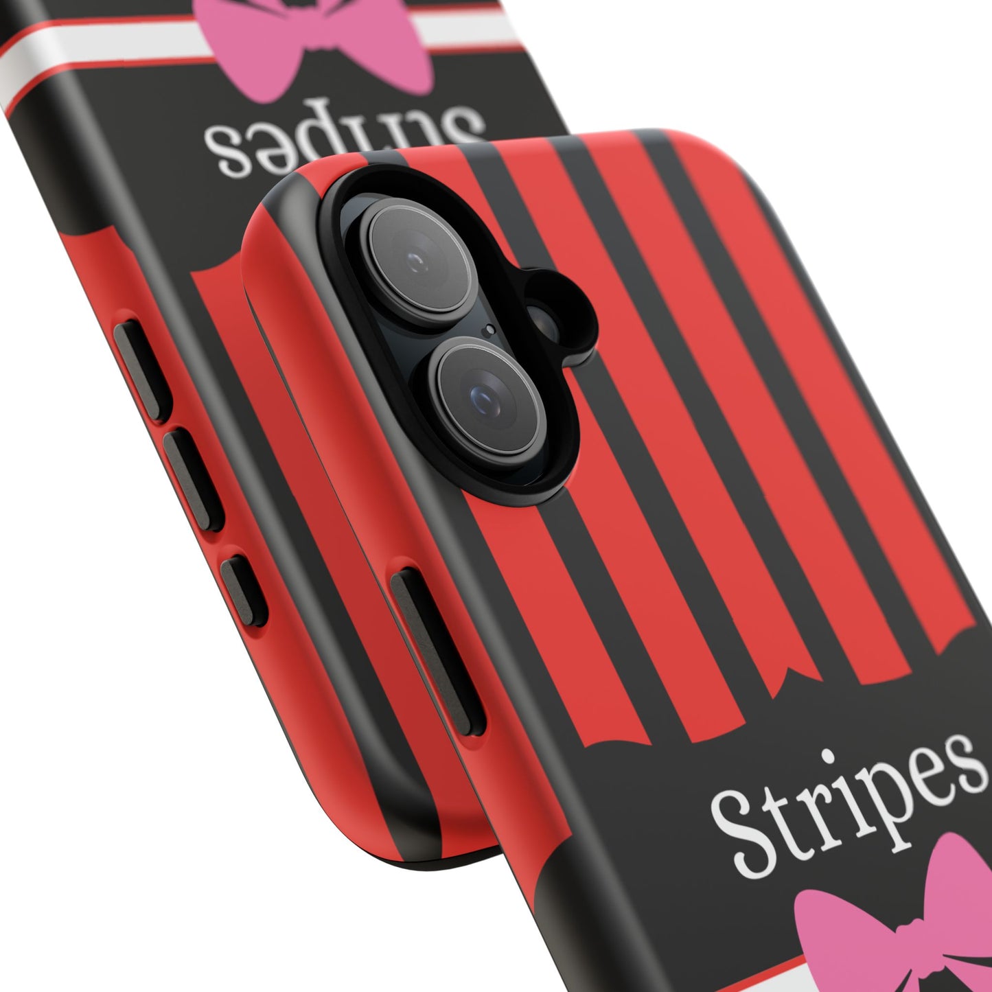 Phone Case iPhone 16/15/14 - Red/Black/White Stripes & Swipes Tough Case