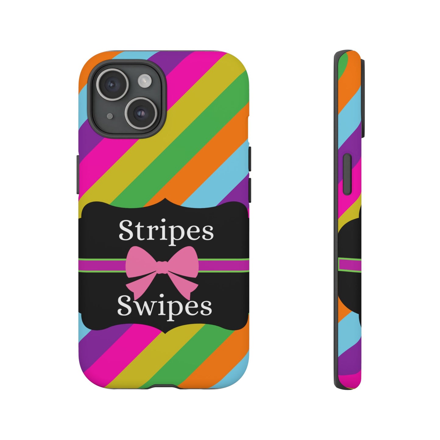 Phone Case iPhone 16/15/14 - Diagonal Vivid Stripes & Swipes Tough Case