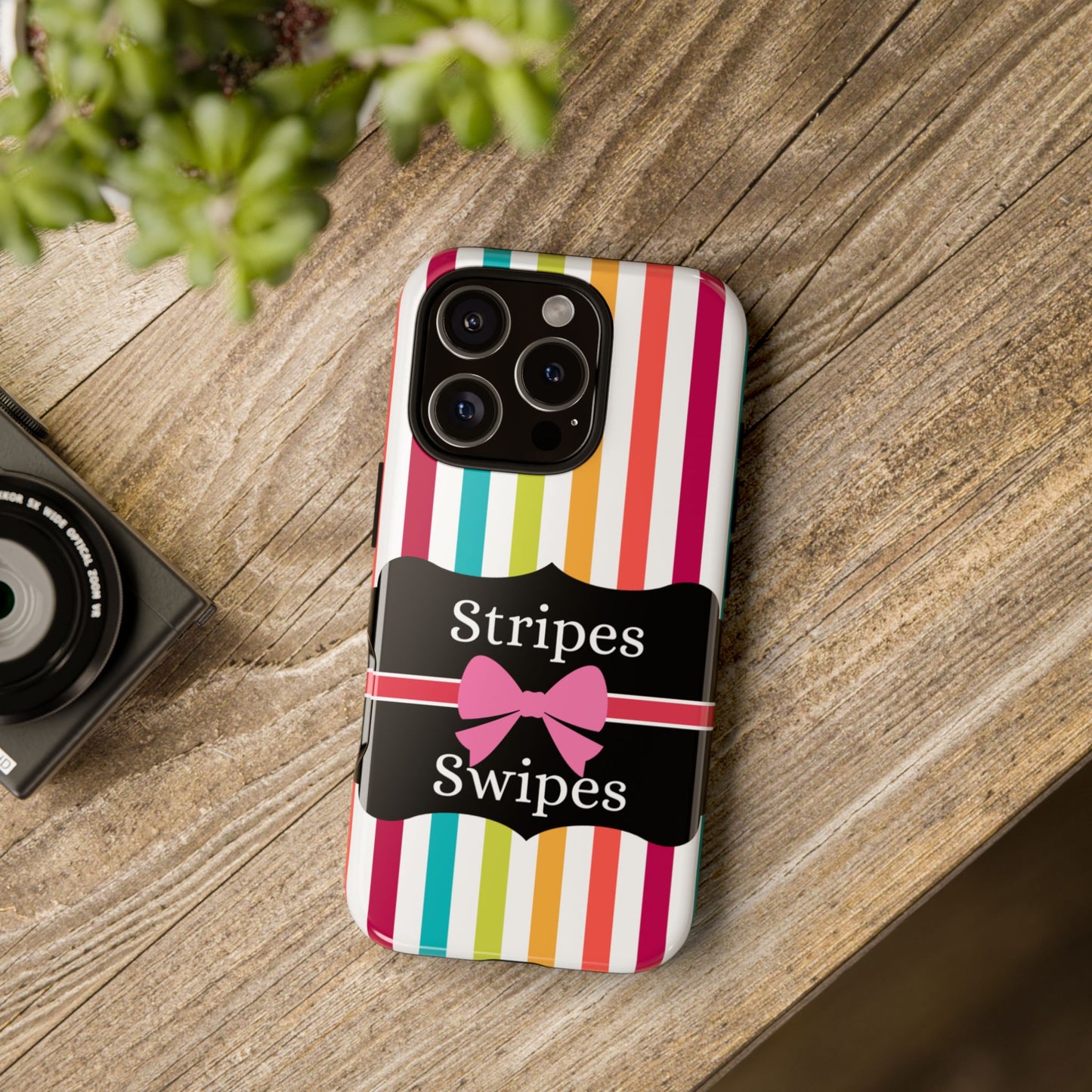 Phone Case iPhone 16/15/14 - Lollipop Stripes & Swipes Tough Case