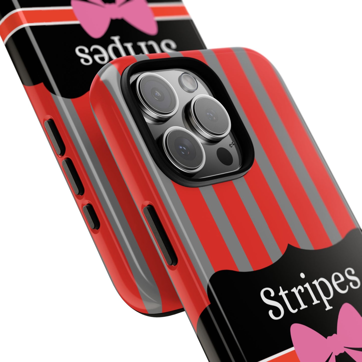 Phone Case iPhone 16/15/14 - Red/Gray Stripes & Swipes Tough Case