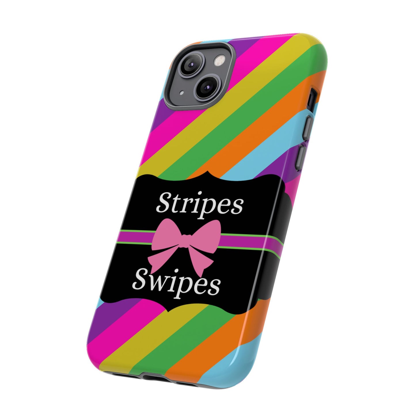 Phone Case iPhone 16/15/14 - Diagonal Vivid Stripes & Swipes Tough Case