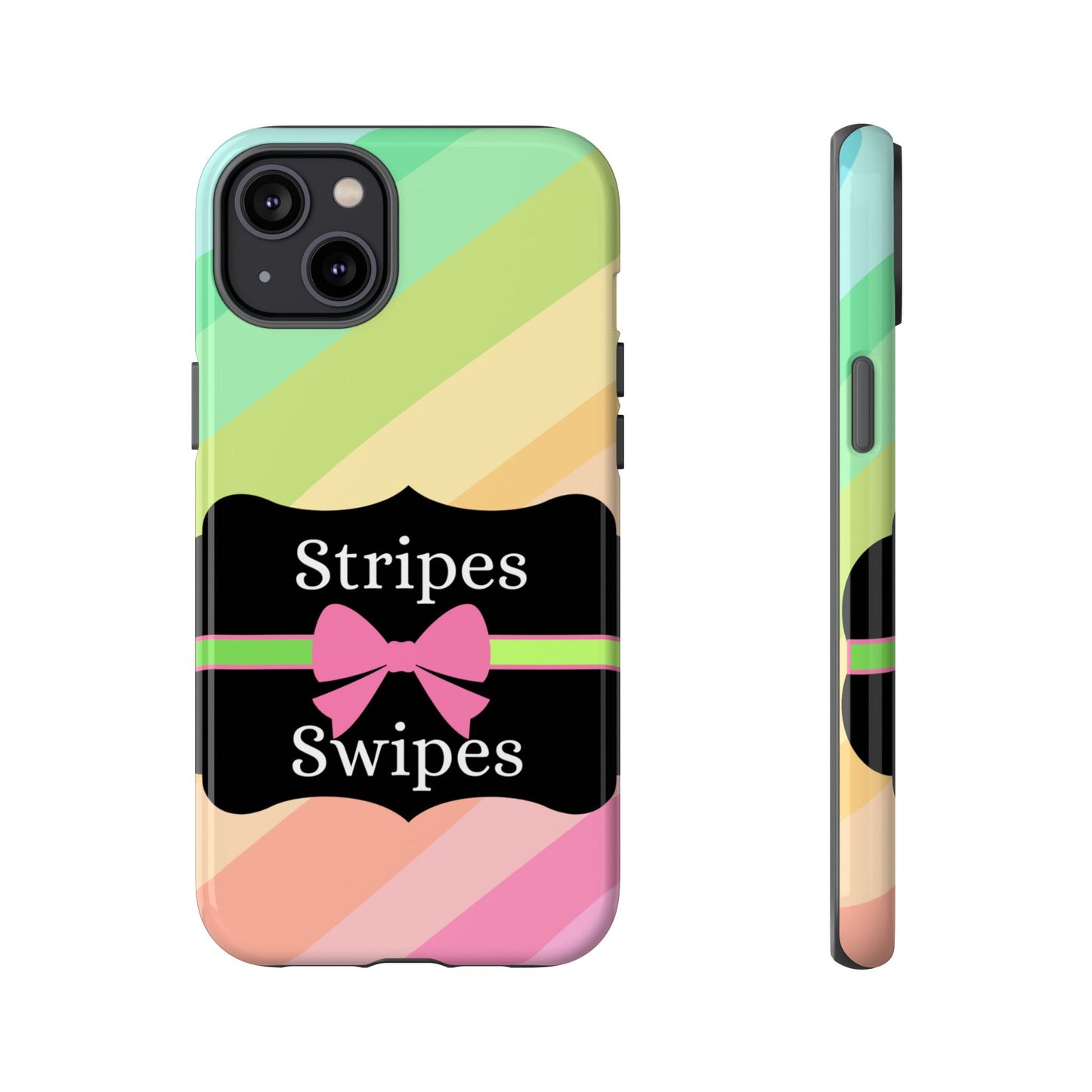 Phone Case iPhone 16/15/14 - Diagonal Pastel Stripes & Swipes Tough Case