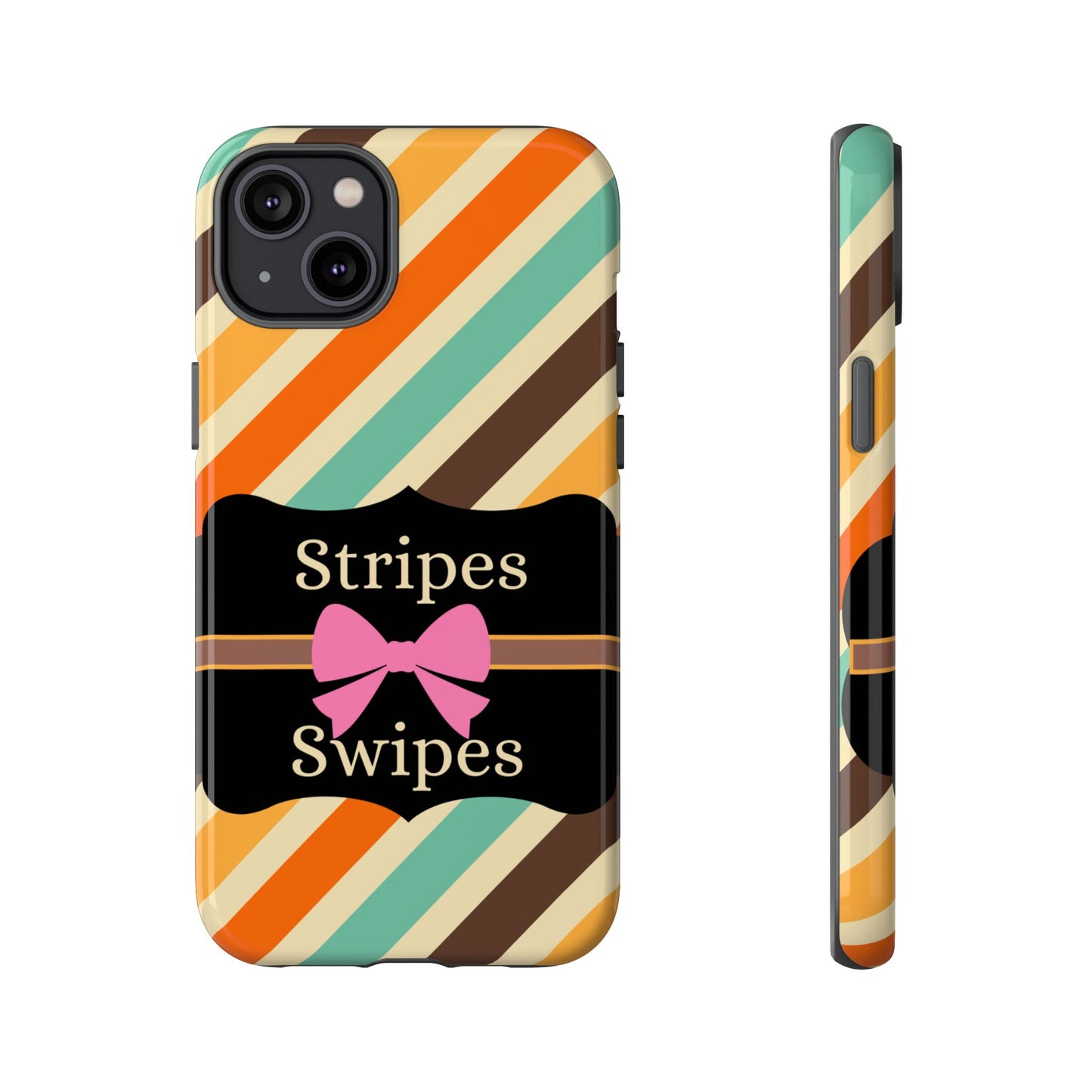 Phone Case iPhone 16/15/14 - Diagonal Retro Stripes & Swipes Tough Case