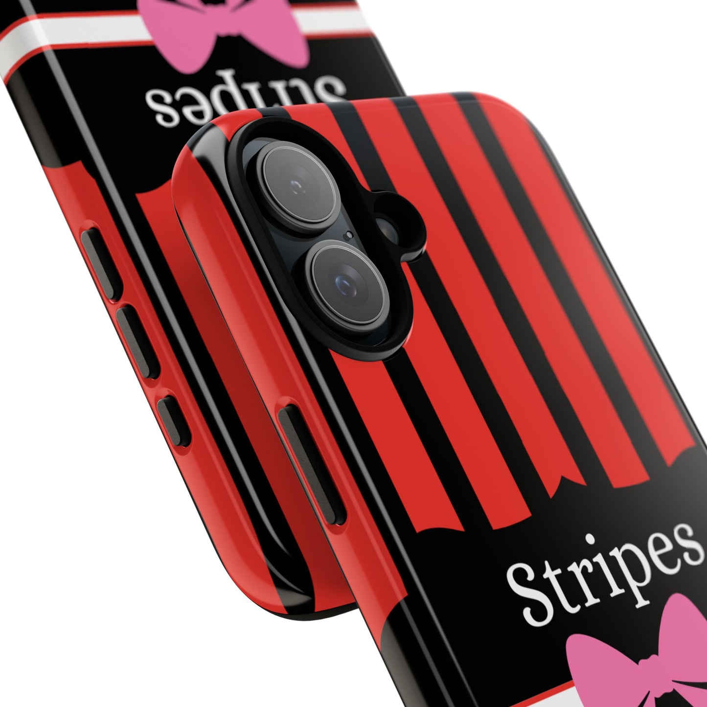 Phone Case iPhone 16/15/14 - Red/Black/White Stripes & Swipes Tough Case