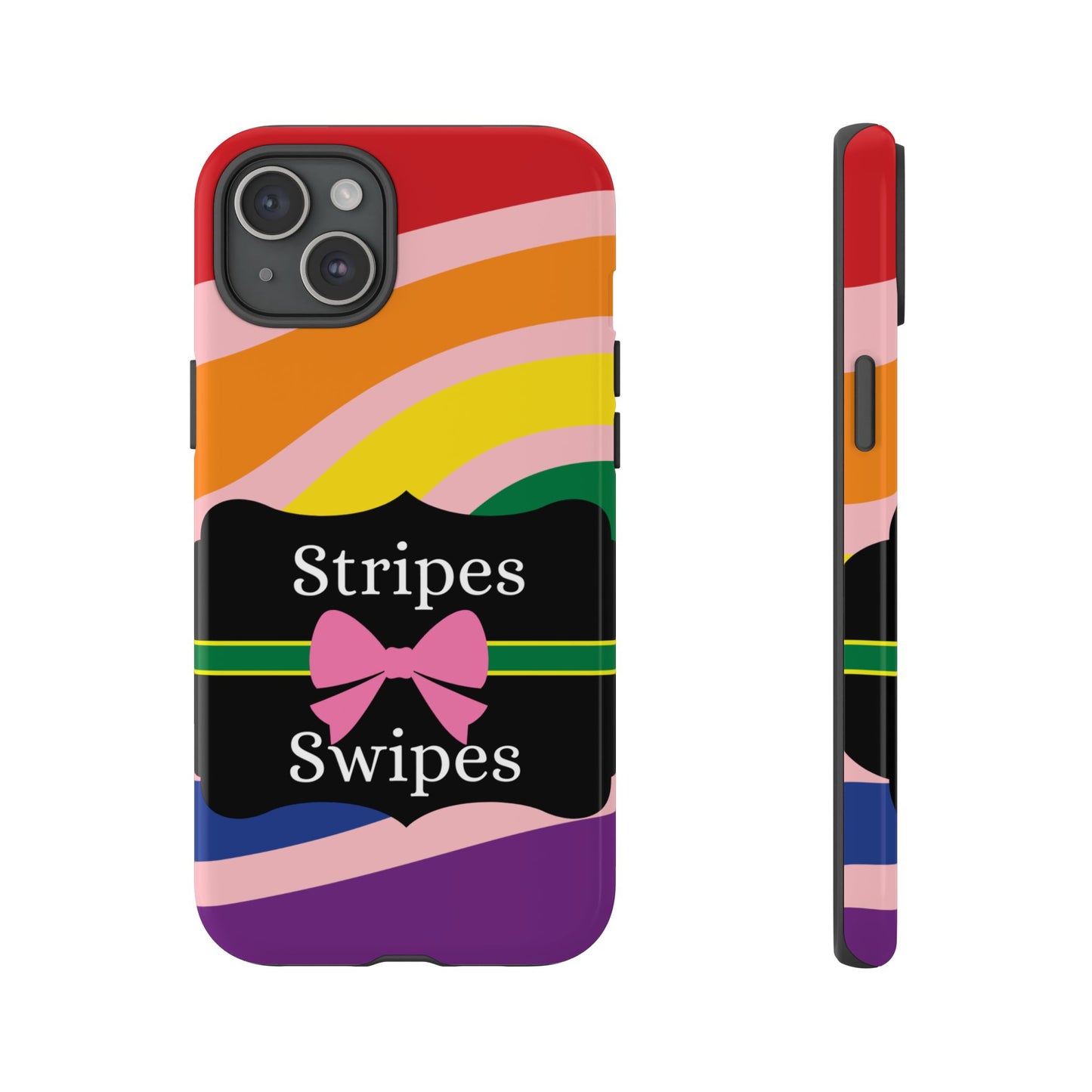 Phone Case iPhone 16/15/14 - Wavy Vivid/Pink Stripes & Swipes Tough Case