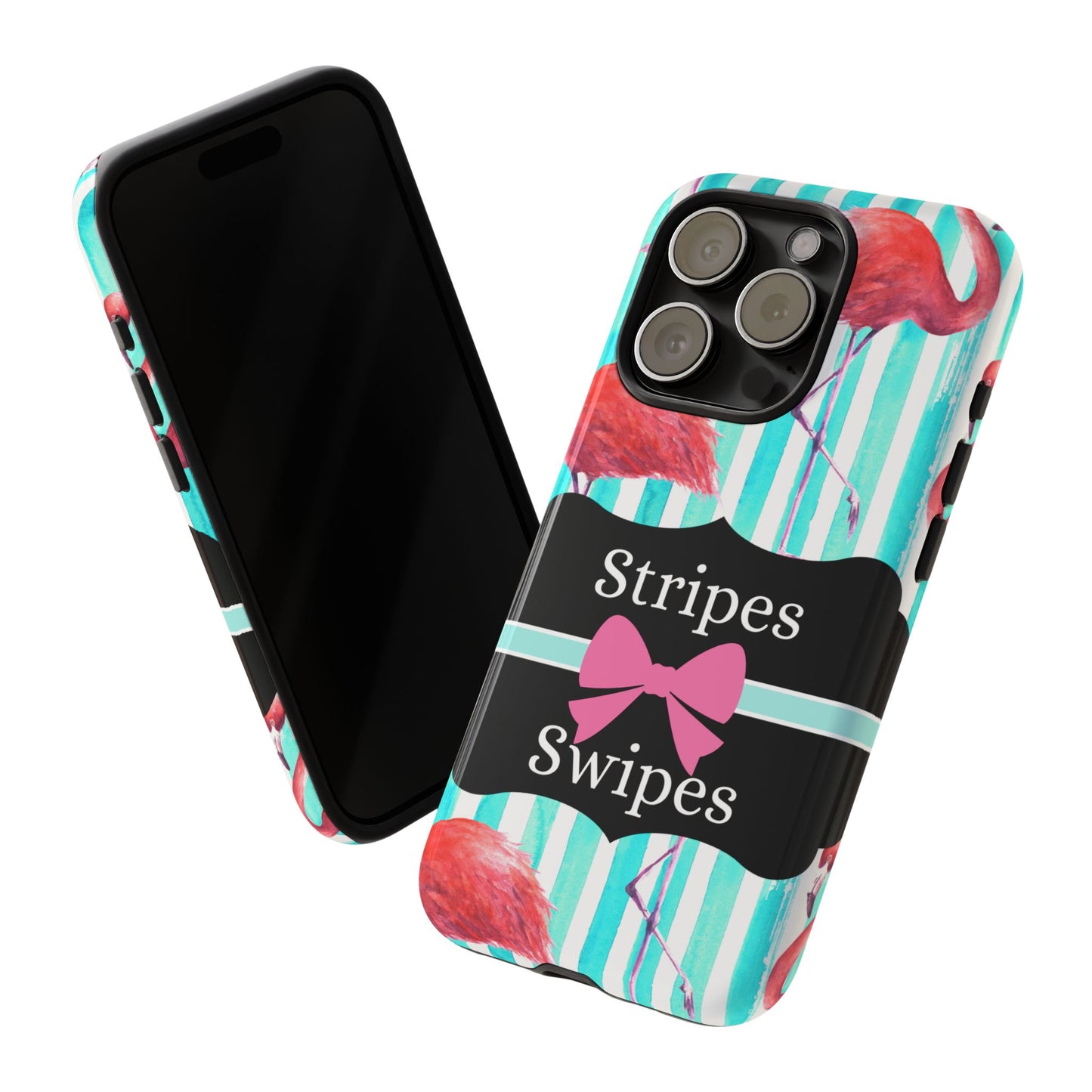 Phone Case iPhone 16/15/14 - Flamingo Stripes & Swipes Tough Case