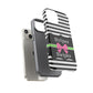 Phone Case iPhone 16/15/14 - Black/White/Green Stripes & Swipes Tough Case
