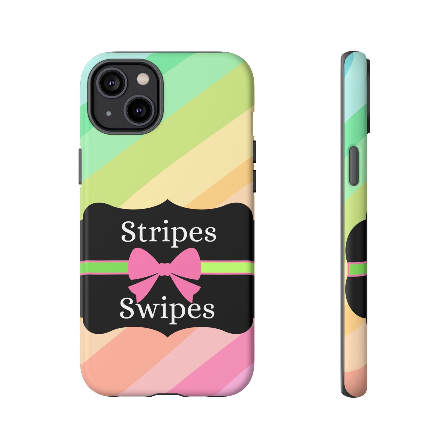 Phone Case iPhone 16/15/14 - Diagonal Pastel Stripes & Swipes Tough Case