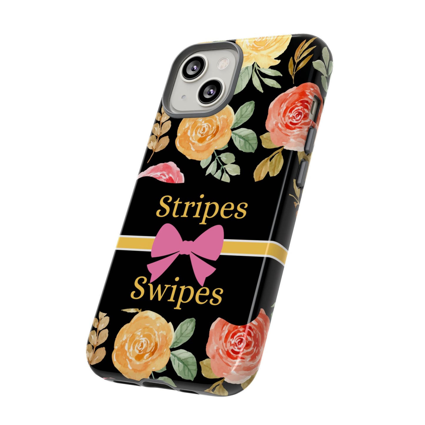 Phone Case iPhone 16/15/14 - Flowers Stripes & Swipes Tough Case