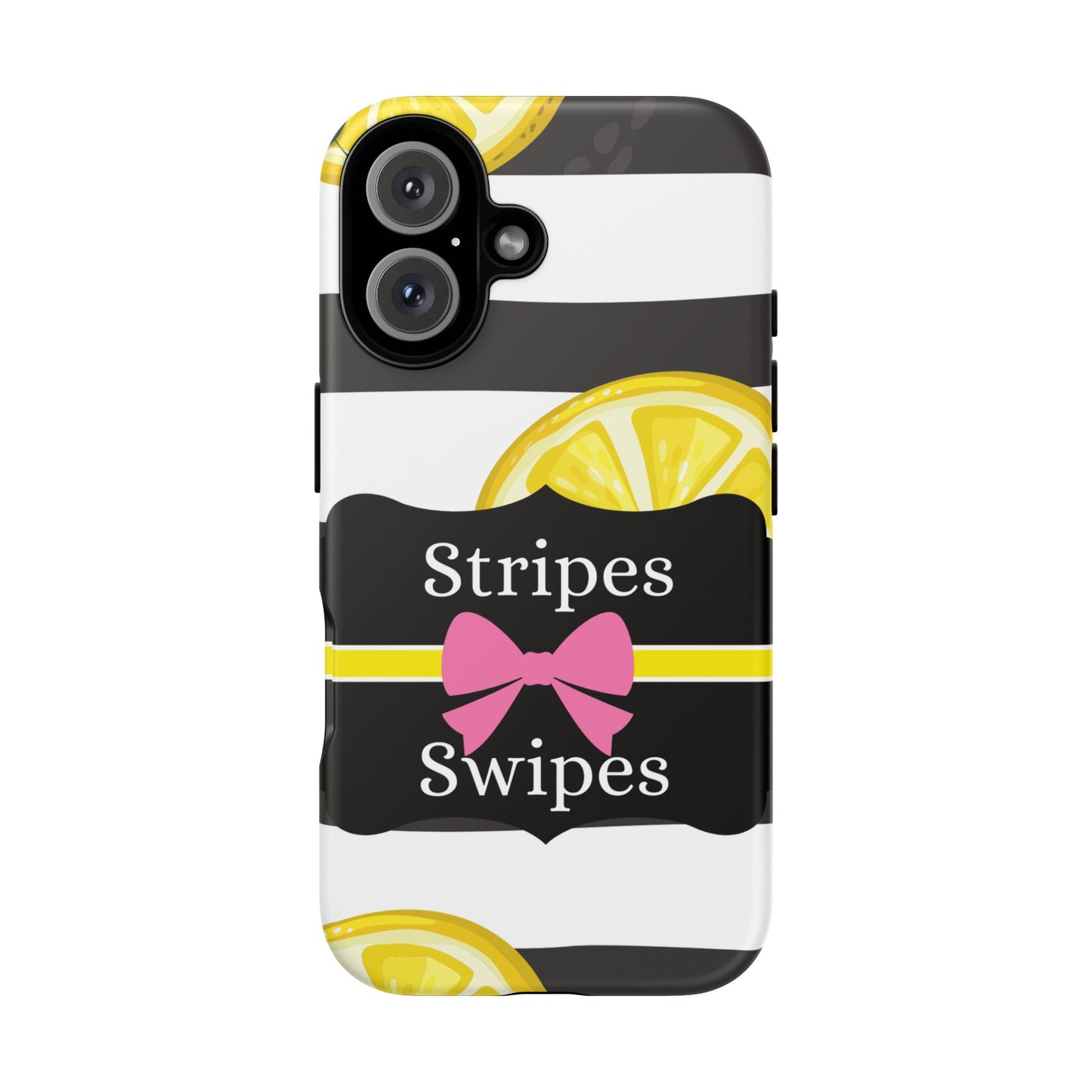 Phone Case iPhone 16/15/14 - Lemony Stripes & Swipes Tough Case