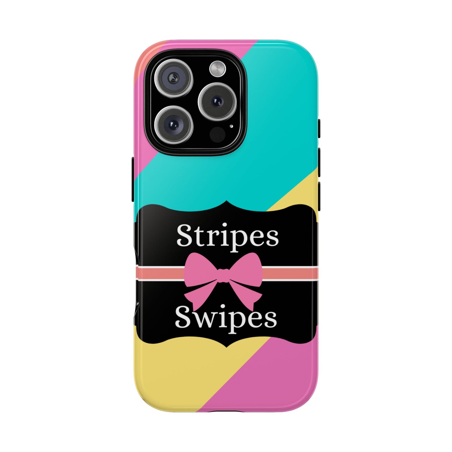 Phone Case iPhone 16/15/14 - Cotton Candy Stripes & Swipes Tough Case