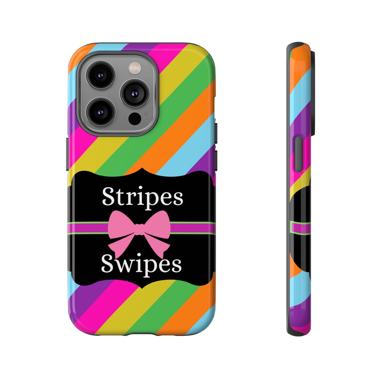 Phone Case iPhone 16/15/14 - Diagonal Vivid Stripes & Swipes Tough Case