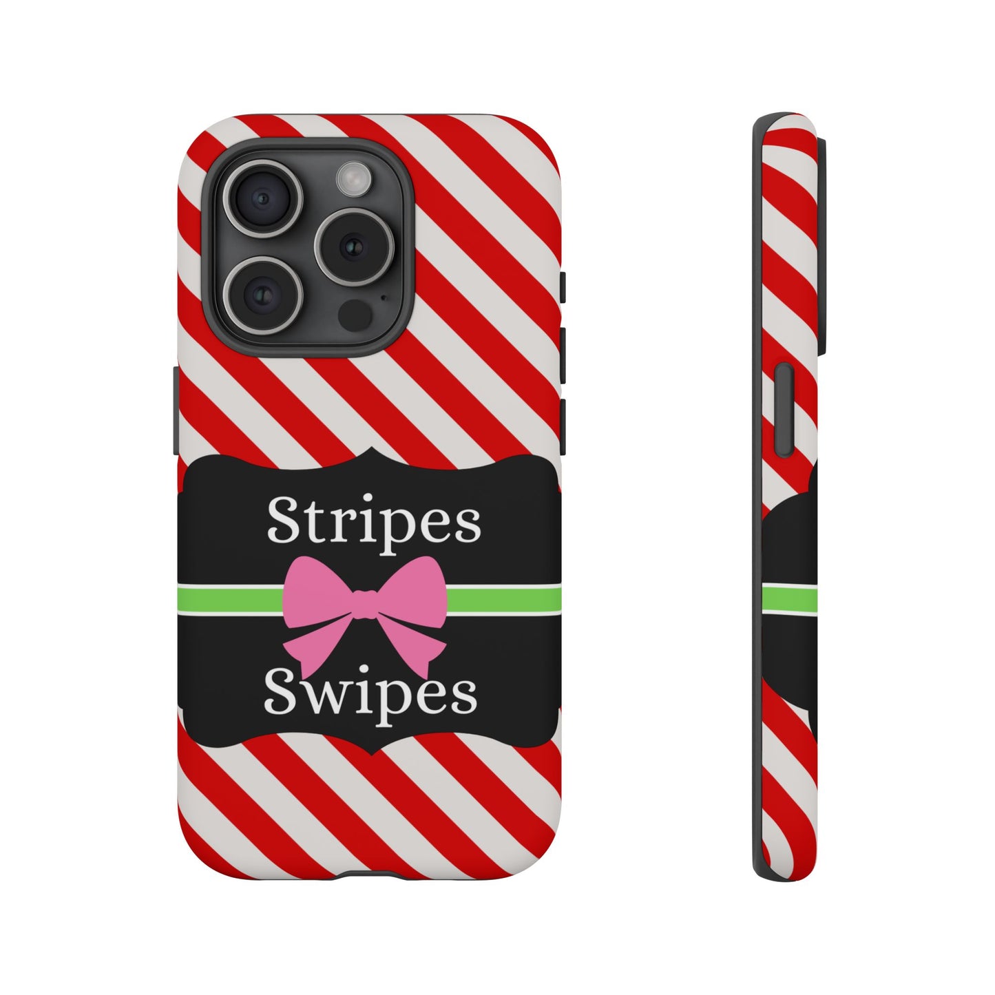 Phone Case iPhone 16/15/14 - Diagonal Red/White Stripes & Swipes Tough Case