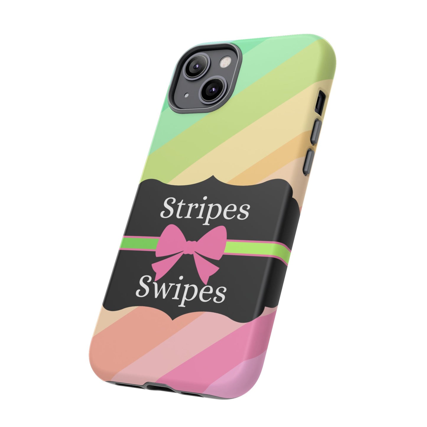 Phone Case iPhone 16/15/14 - Diagonal Pastel Stripes & Swipes Tough Case