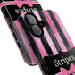 Phone Case iPhone 16/15/14 - Black/Pink Stripes & Swipes Tough Case