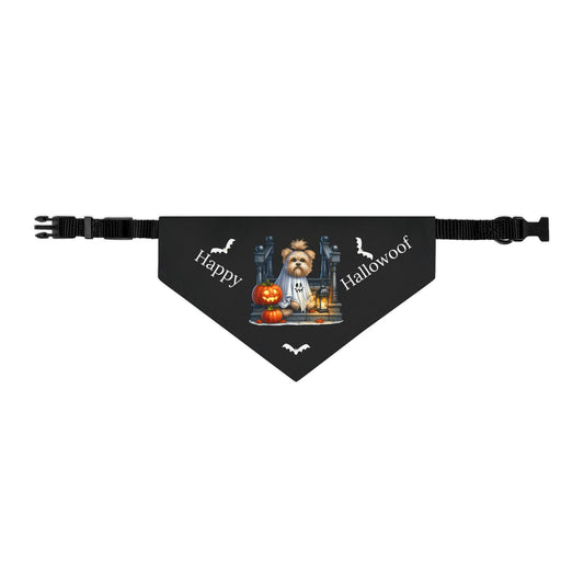 Happy "Hallowoof" - MEDIUM Pet Bandana Collar BLACK 07