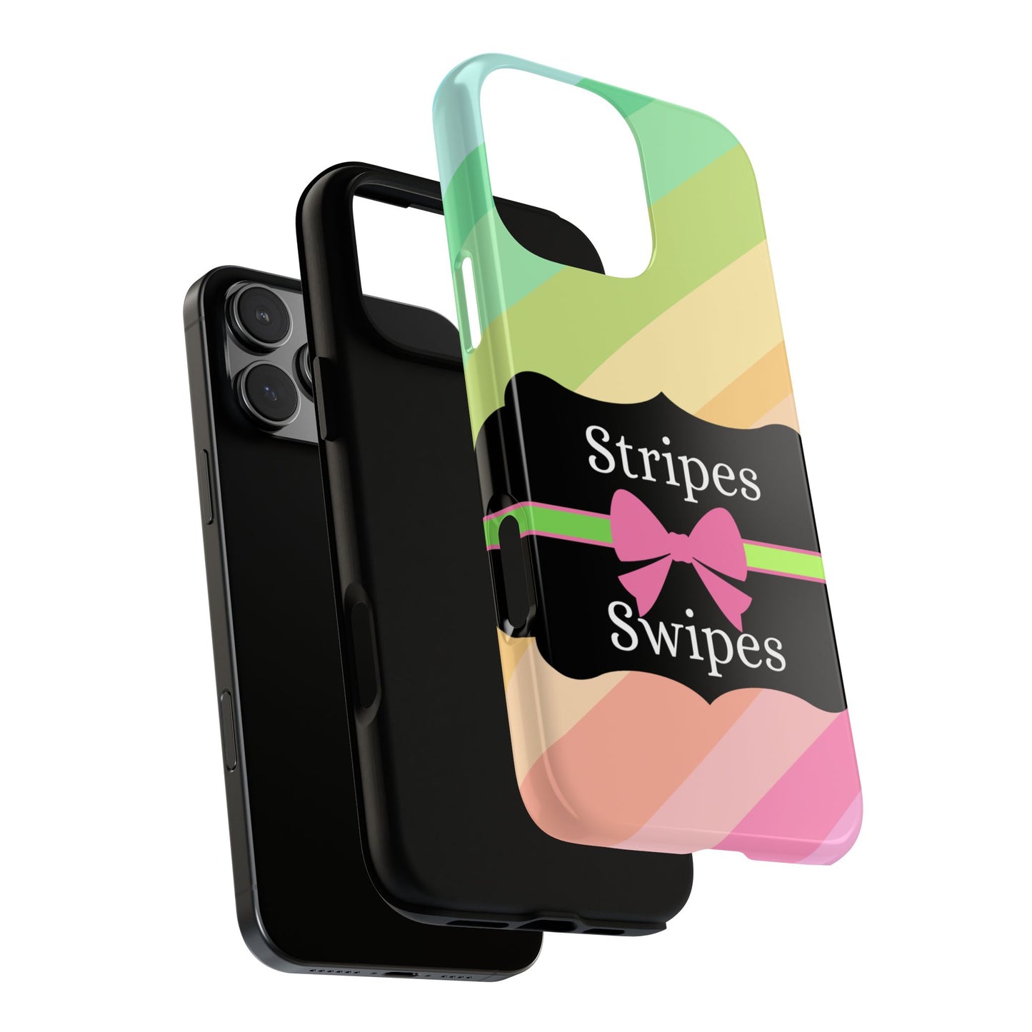 Phone Case iPhone 16/15/14 - Diagonal Pastel Stripes & Swipes Tough Case