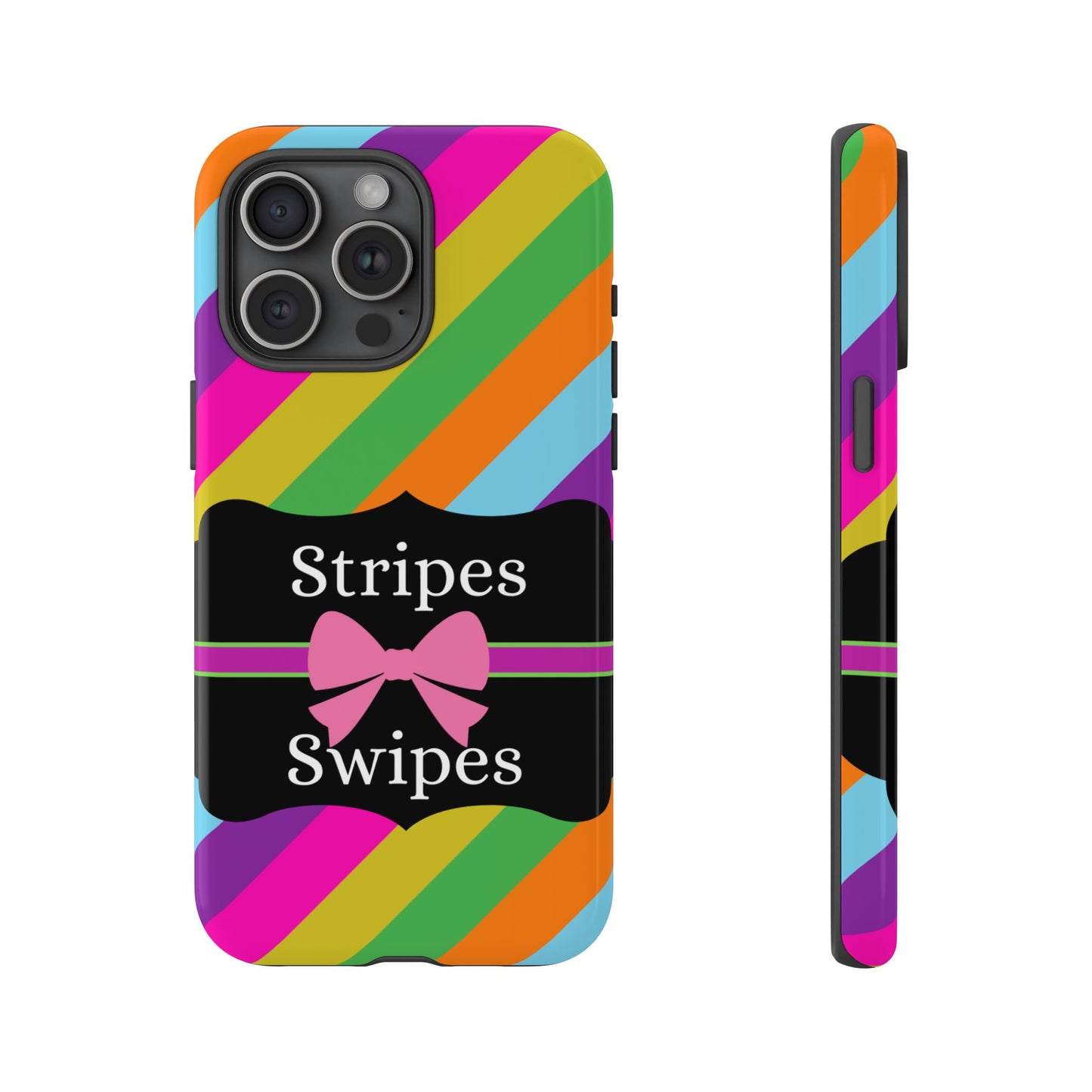 Phone Case iPhone 16/15/14 - Diagonal Vivid Stripes & Swipes Tough Case