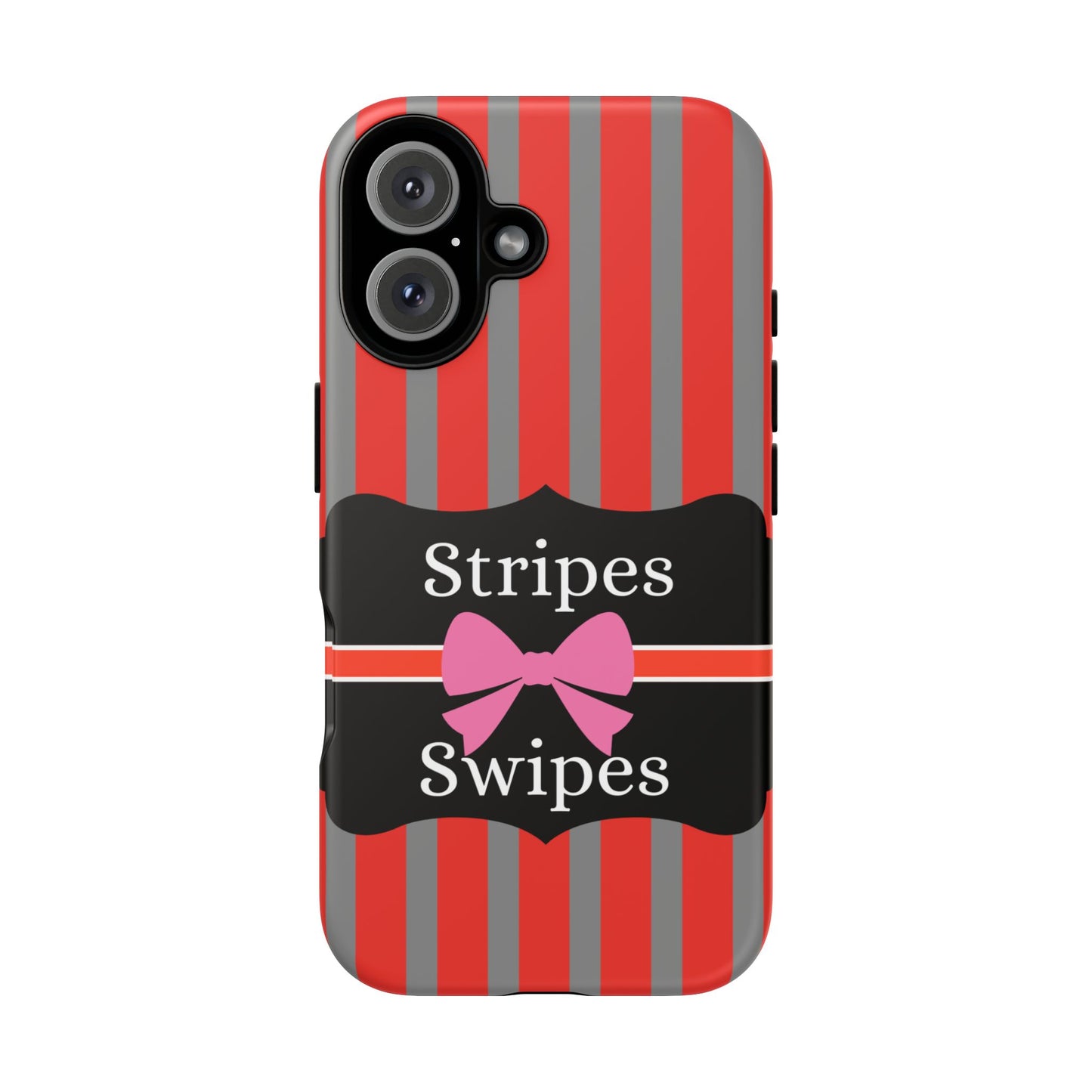 Phone Case iPhone 16/15/14 - Red/Gray Stripes & Swipes Tough Case