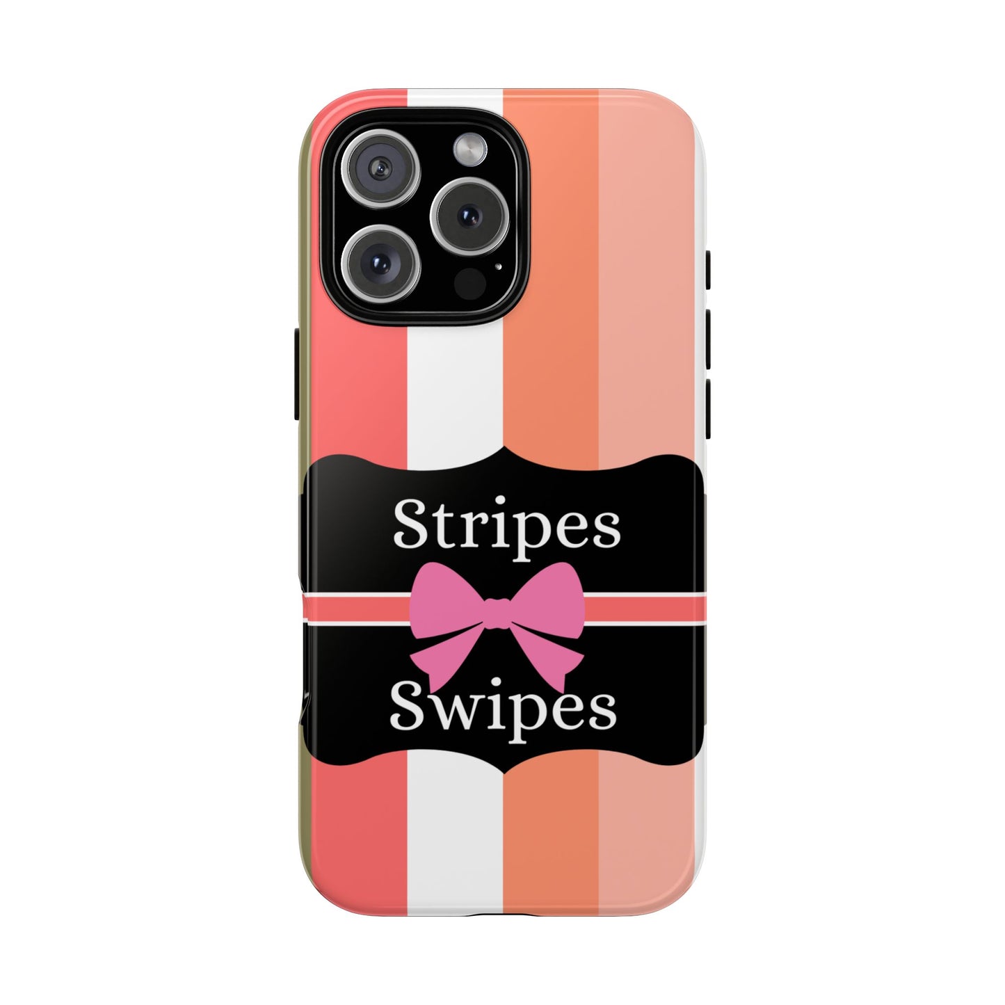 Phone Case iPhone 16/15/14 - Peachy Stripes & Swipes Tough Case