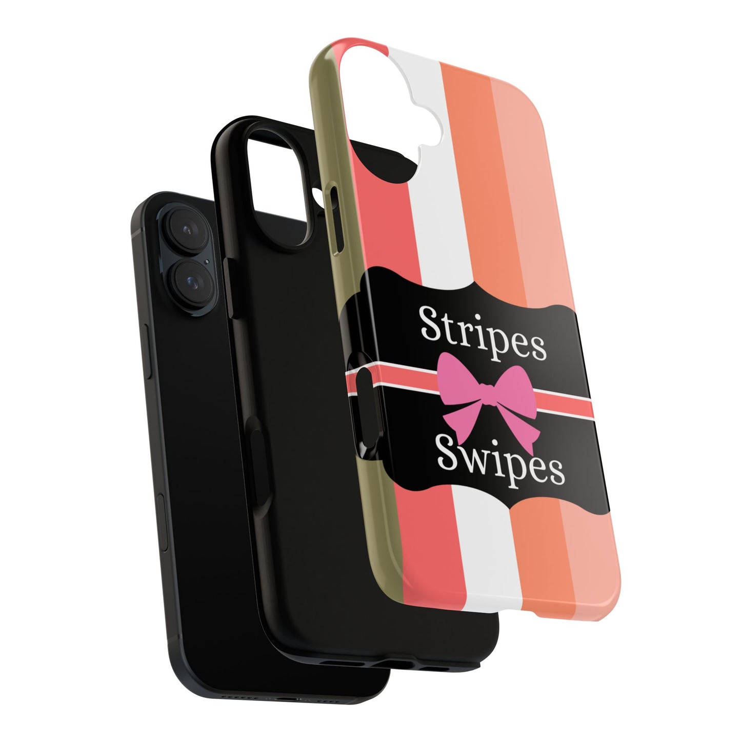 Phone Case iPhone 16/15/14 - Peachy Stripes & Swipes Tough Case