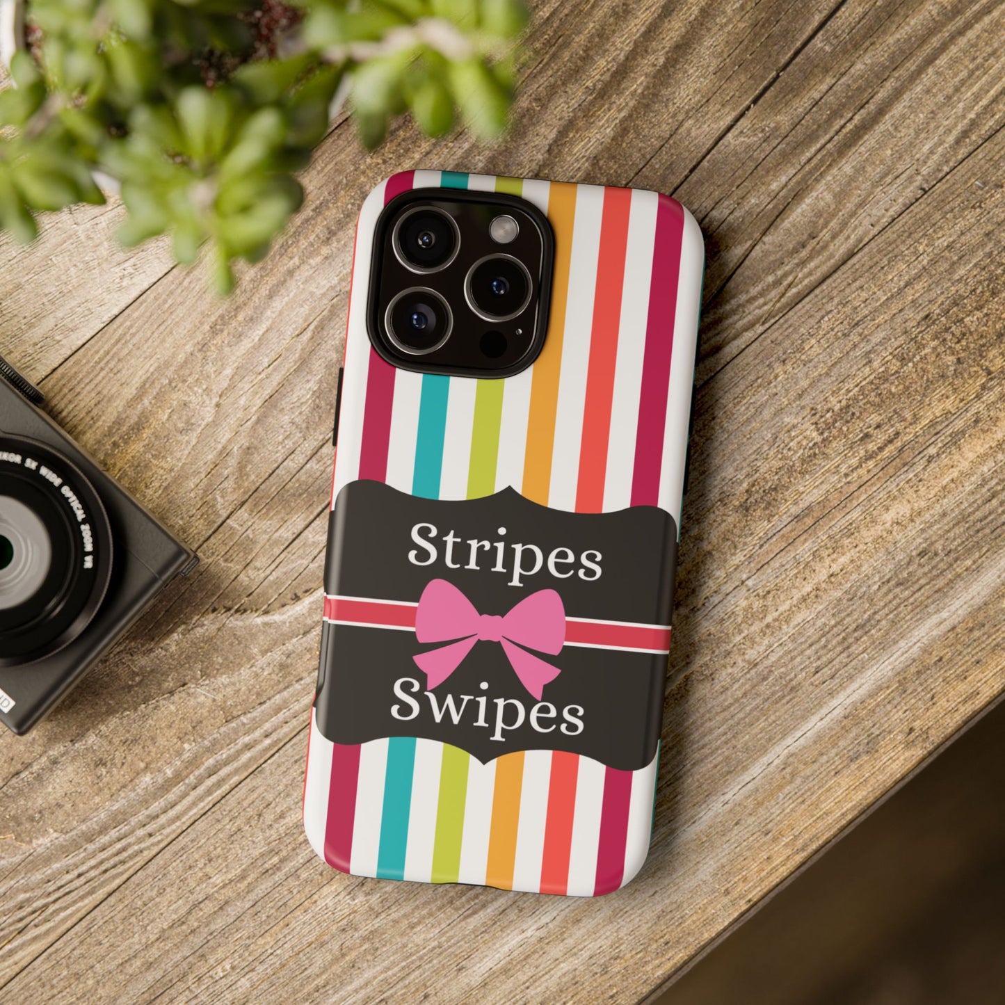 Phone Case iPhone 16/15/14 - Lollipop Stripes & Swipes Tough Case