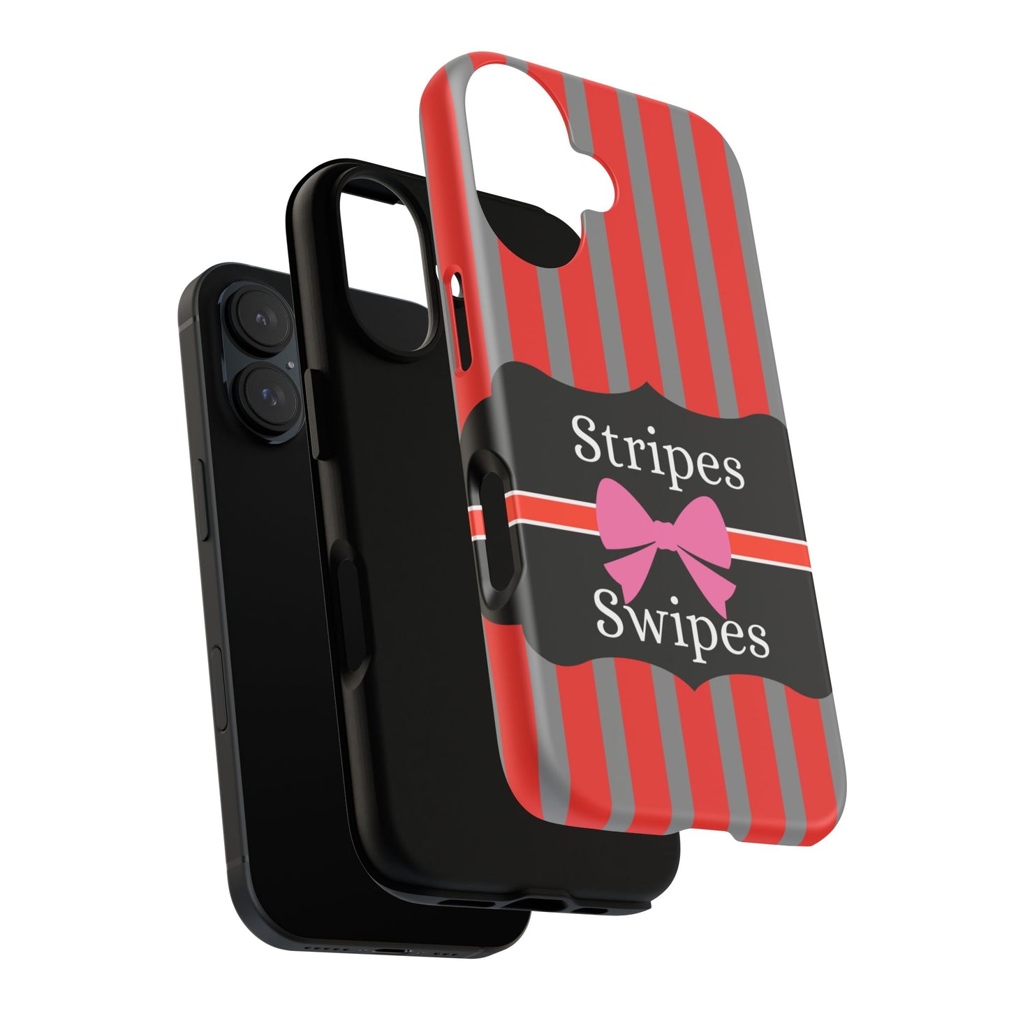 Phone Case iPhone 16/15/14 - Red/Gray Stripes & Swipes Tough Case