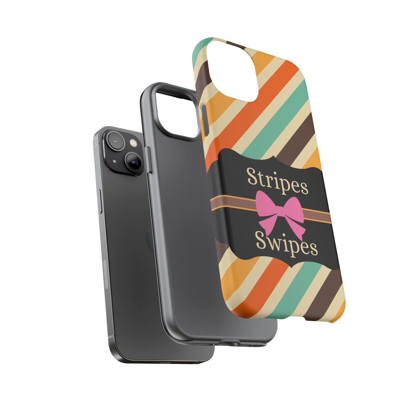 Phone Case iPhone 16/15/14 - Diagonal Retro Stripes & Swipes Tough Case