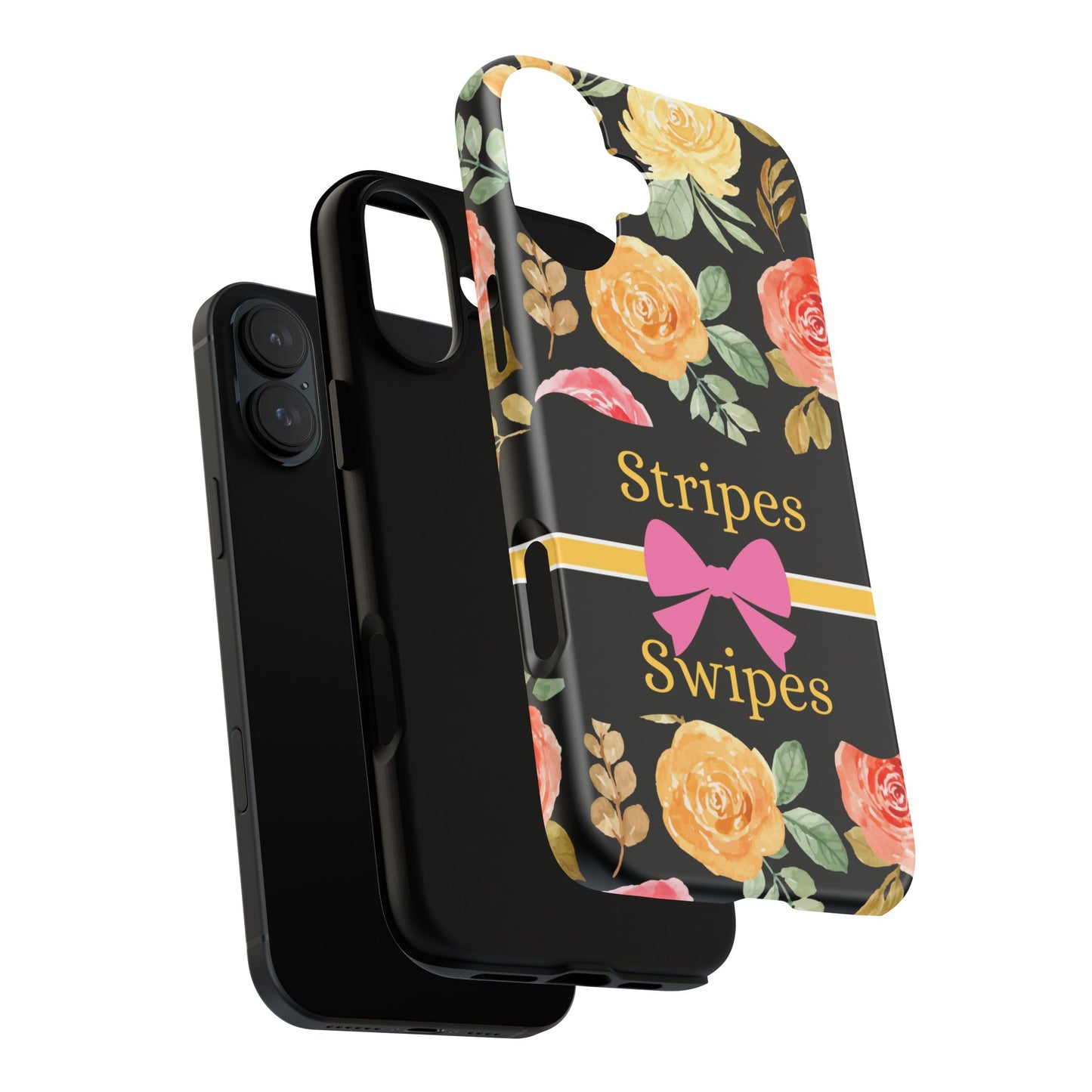 Phone Case iPhone 16/15/14 - Flowers Stripes & Swipes Tough Case