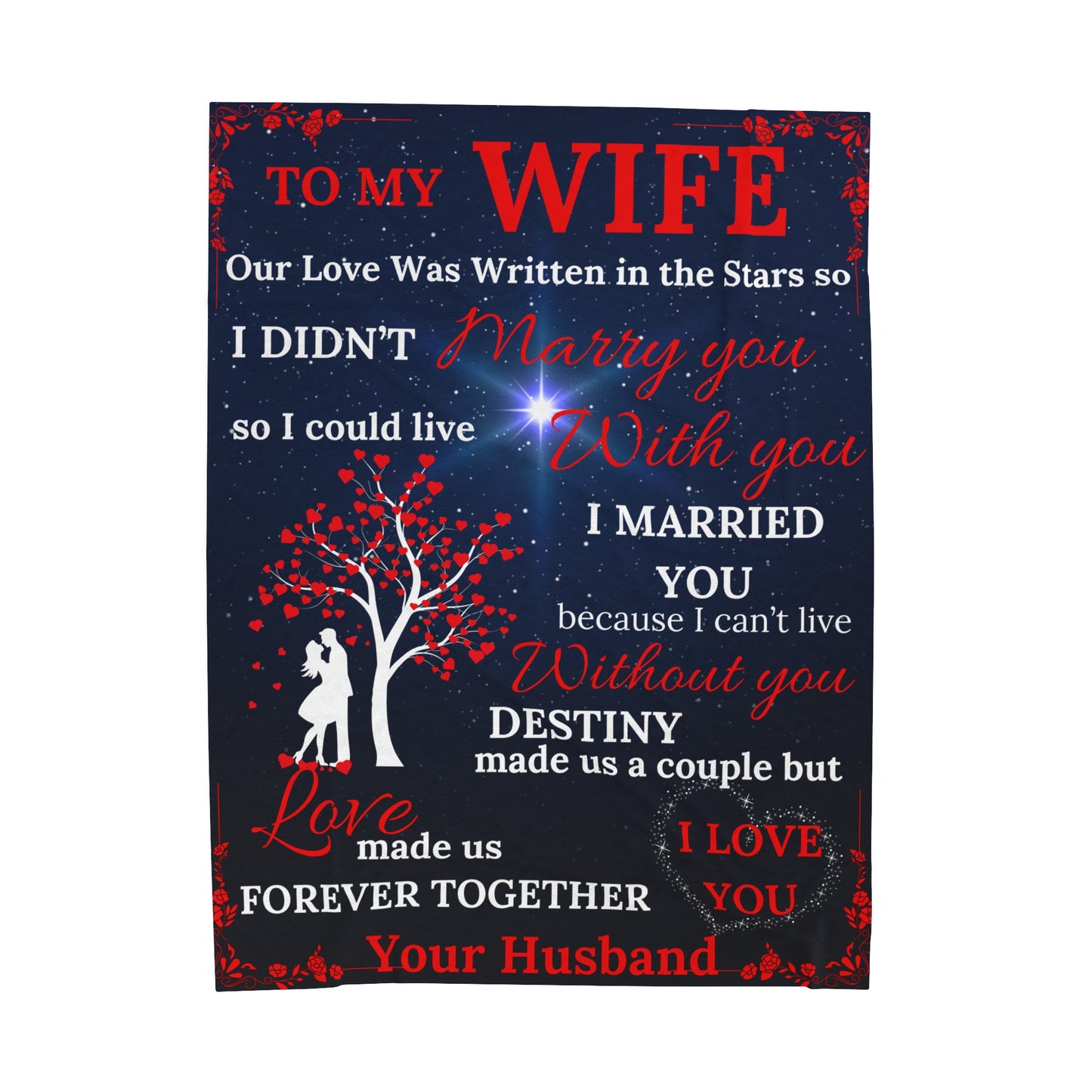 To My Wife Why I Married You - Red Velveteen Plush Blanket Blue/Black