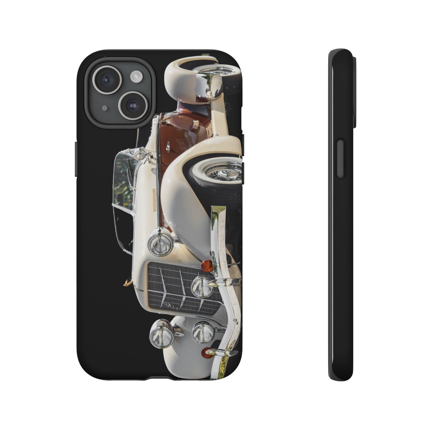 Phone Case iPhone 16/15/14 - Beige Vintage Car Tough Case