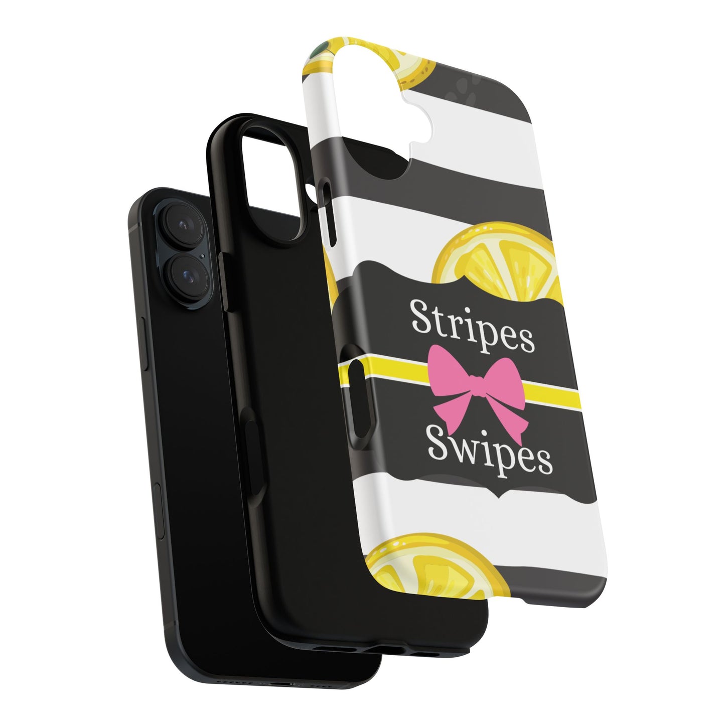 Phone Case iPhone 16/15/14 - Lemony Stripes & Swipes Tough Case