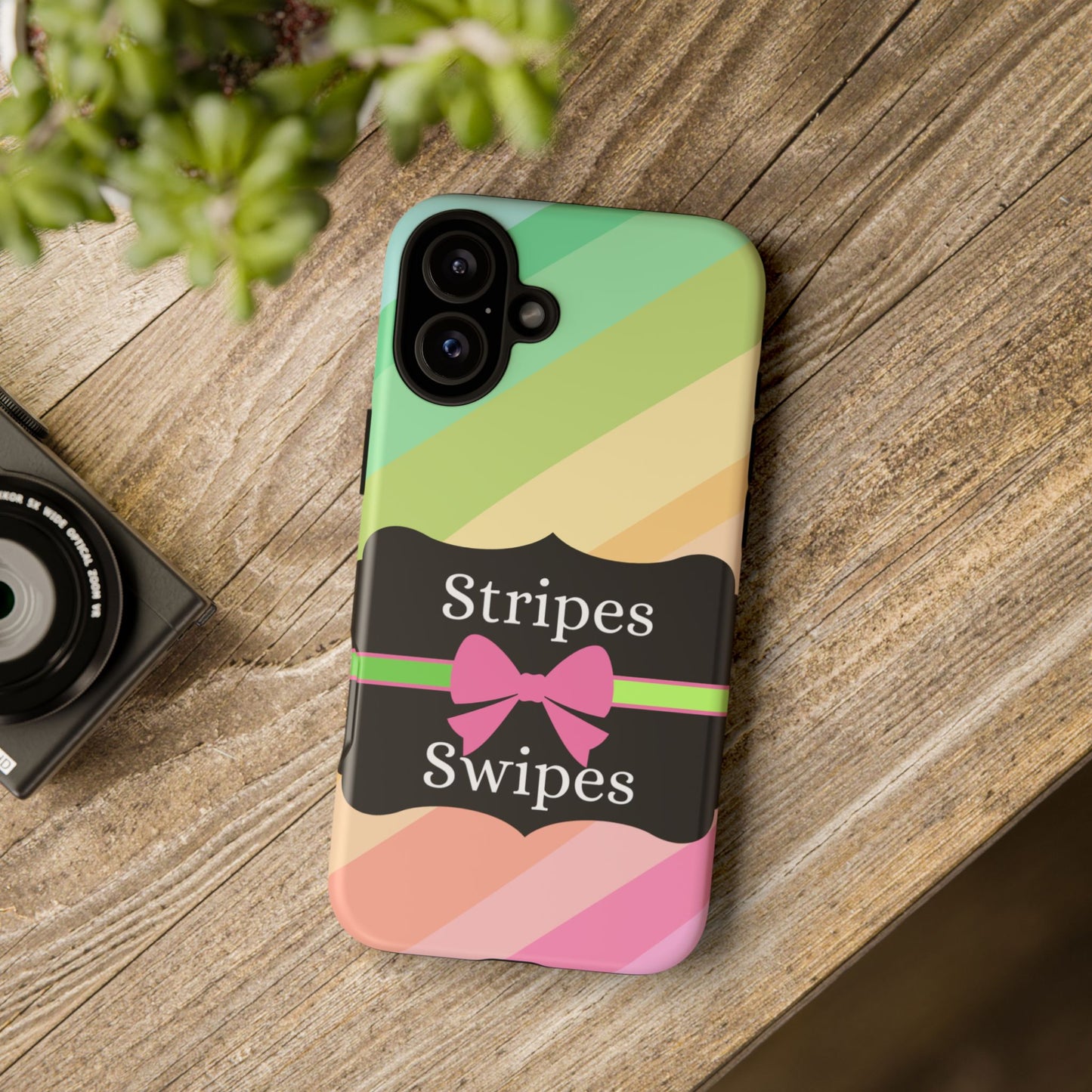 Phone Case iPhone 16/15/14 - Diagonal Pastel Stripes & Swipes Tough Case