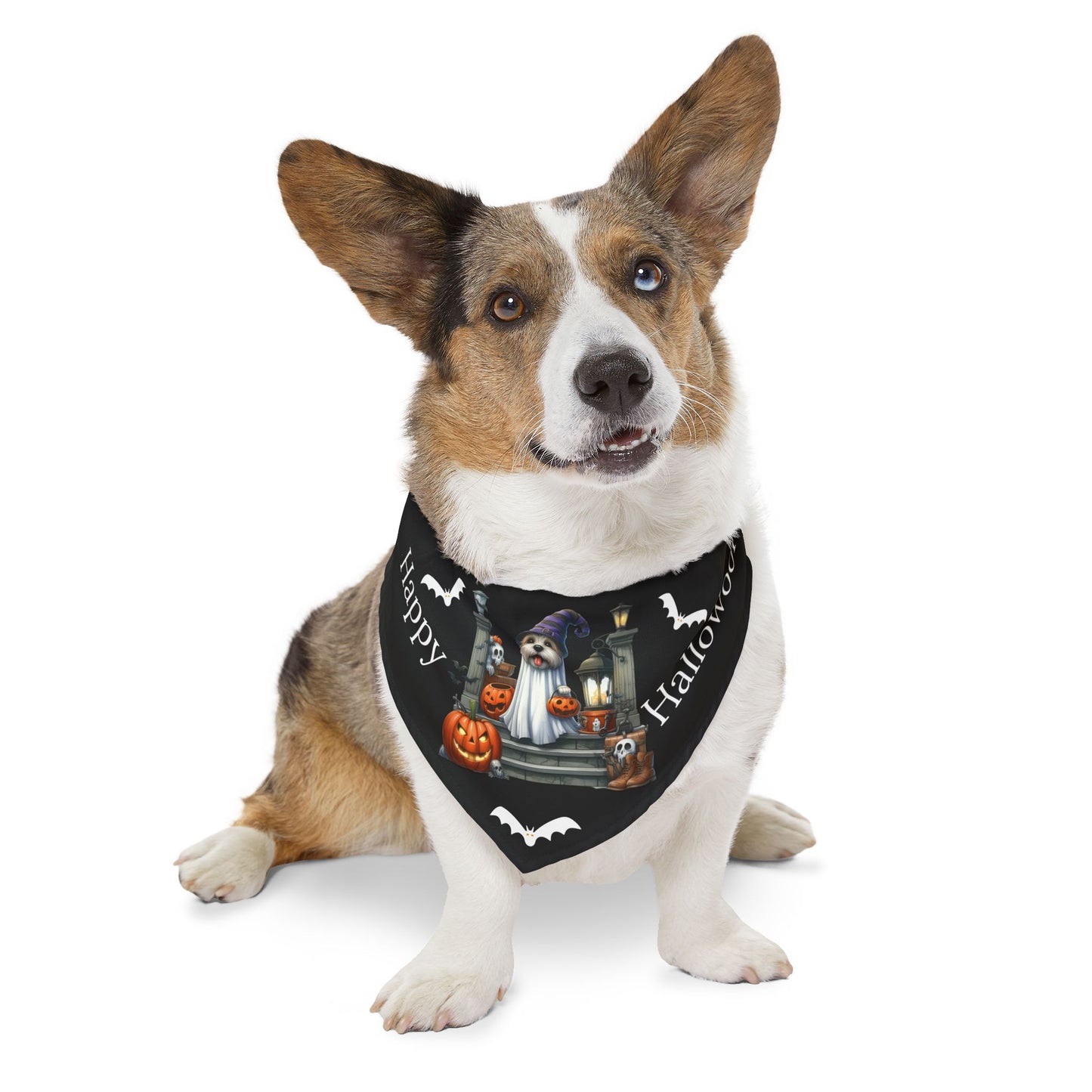 Happy "Hallowoof" - EXTRA LARGE Pet Bandana Collar BLACK 04