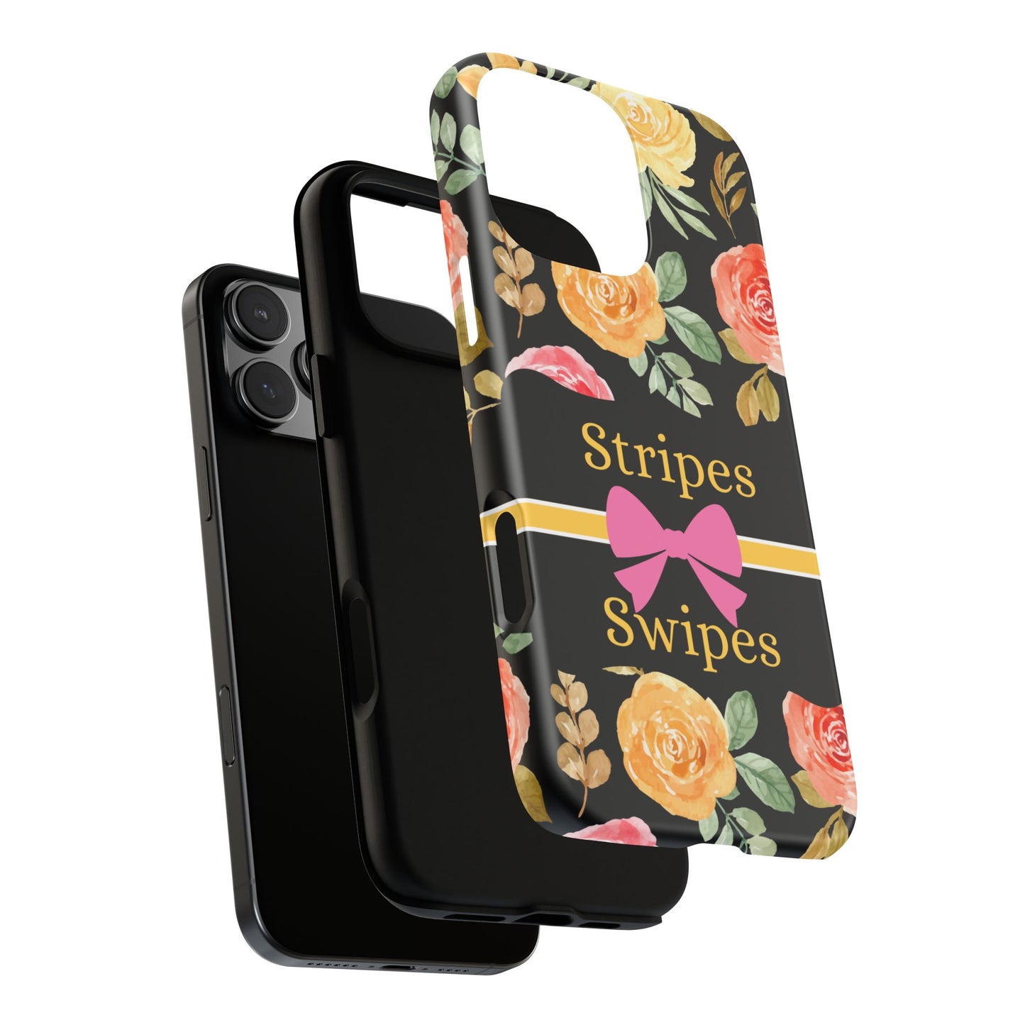 Phone Case iPhone 16/15/14 - Flowers Stripes & Swipes Tough Case