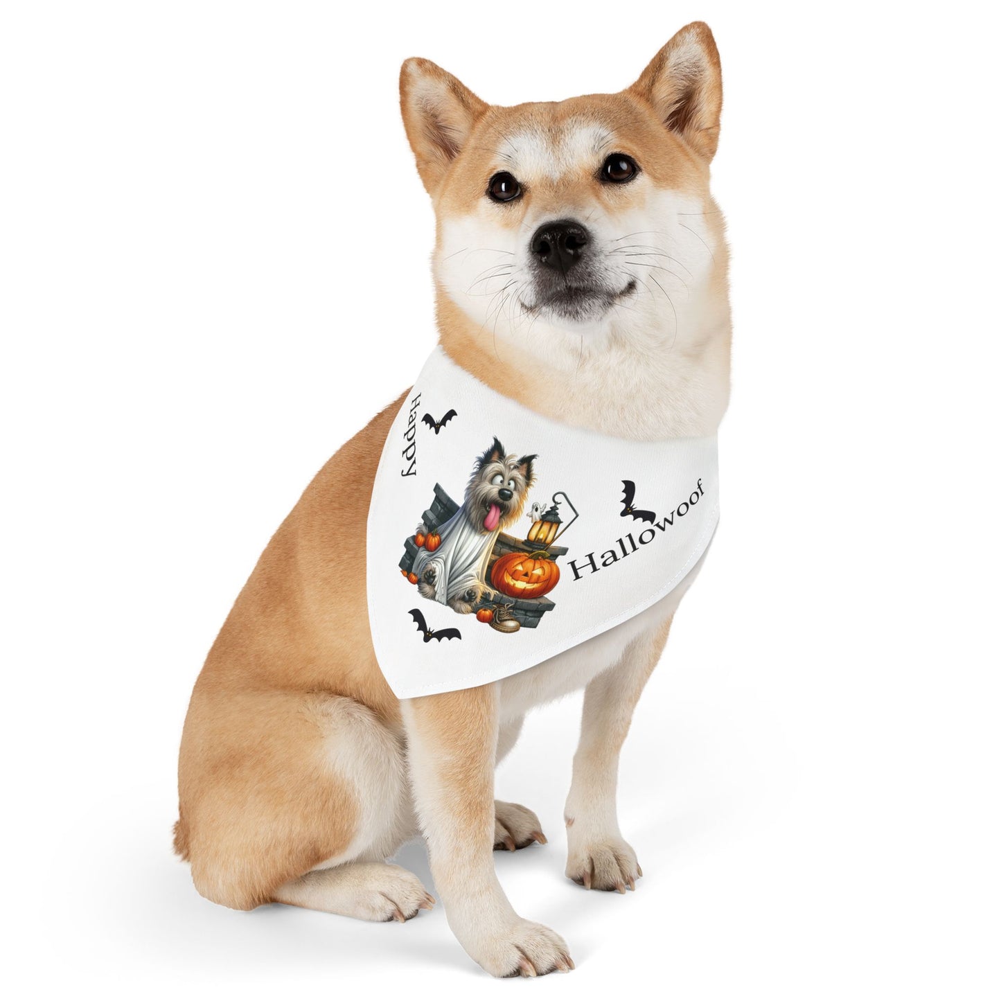 Happy "Hallowoof" - LARGE Pet Bandana Collar WHITE 02