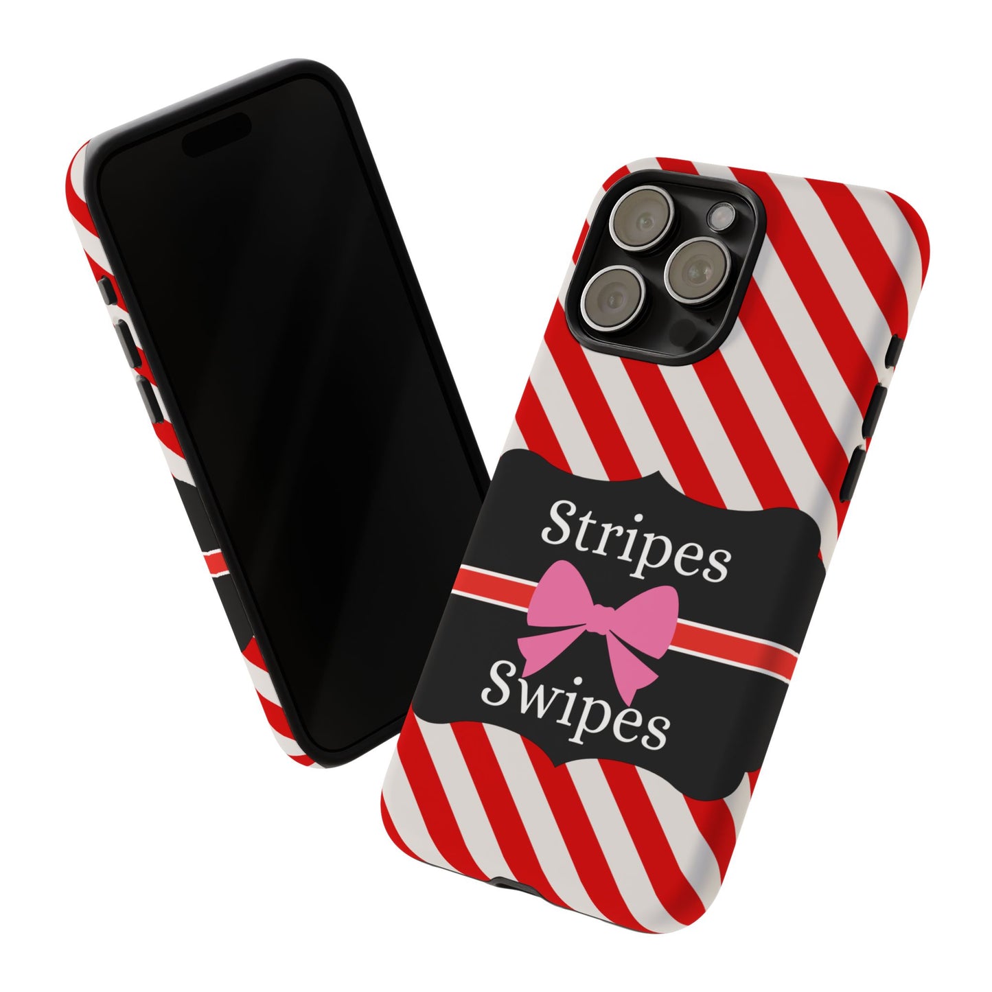 Phone Case iPhone 16/15/14 - Red/White Stripes & Swipes Tough Case