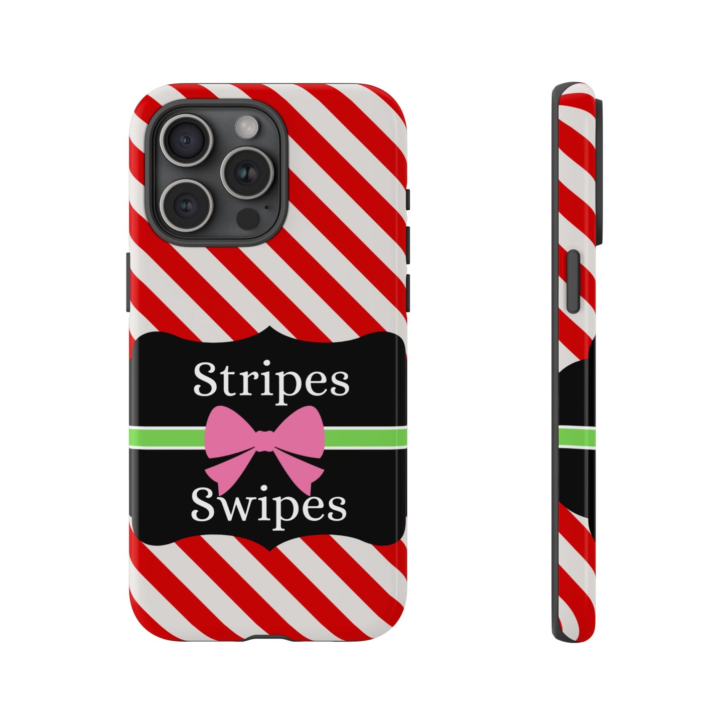 Phone Case iPhone 16/15/14 - Diagonal Red/White Stripes & Swipes Tough Case