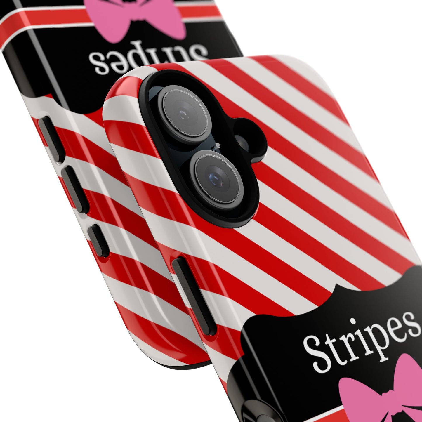 Phone Case iPhone 16/15/14 - Red/White Stripes & Swipes Tough Case