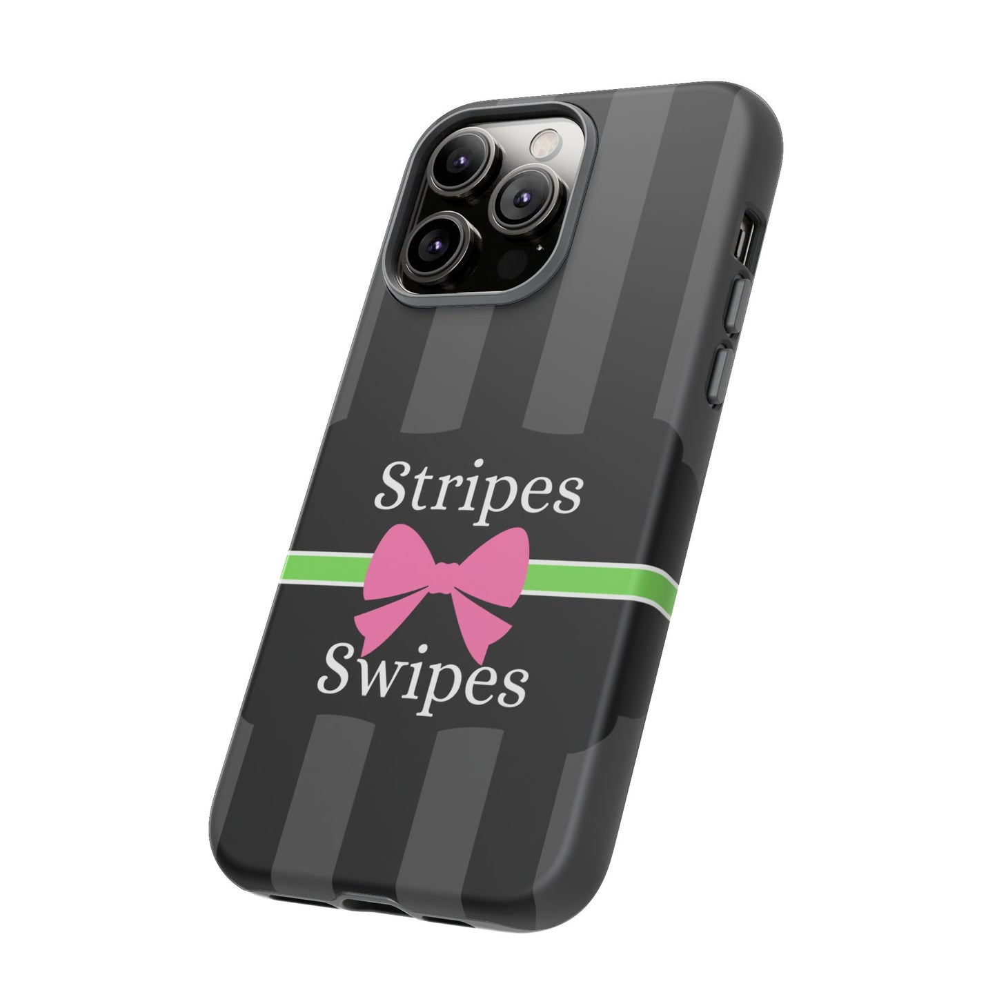 Phone Case iPhone 16/15/14 - Gray/Pink Stripes & Swipes Tough Case